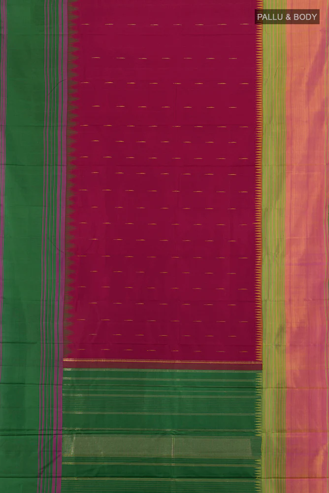Pure Silk Pure Zari Maroon Kanjivaram Saree - Image 5