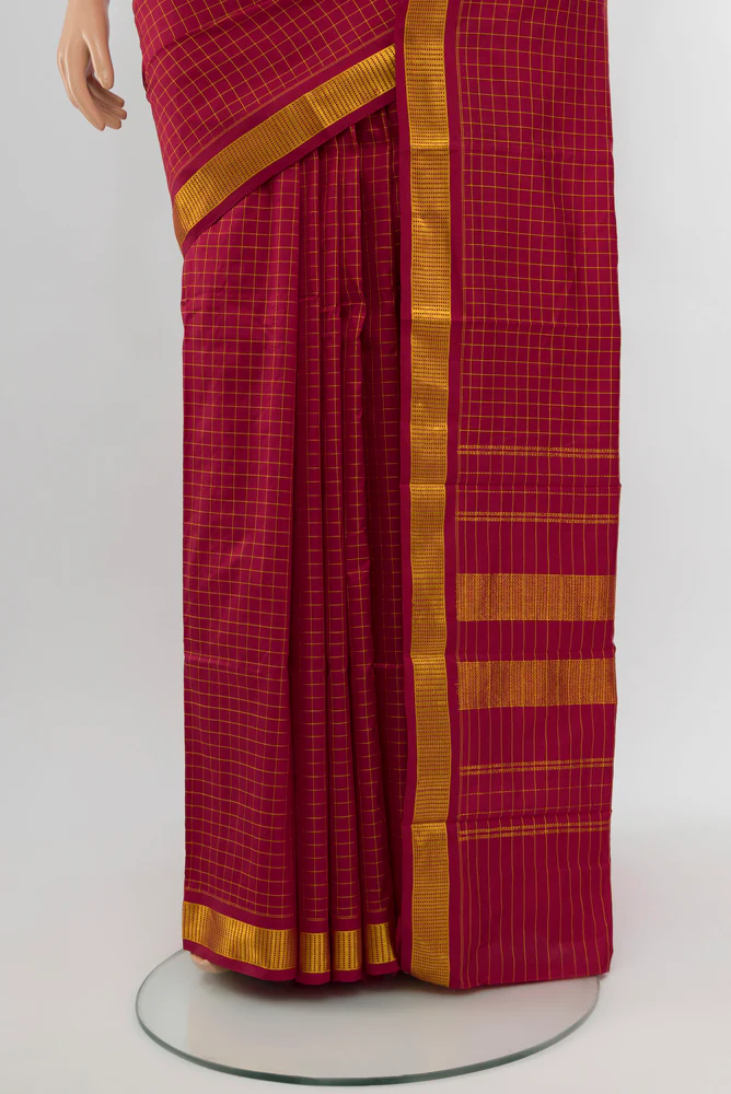 Maroon Kanjivaram Silk Saree - Image 3