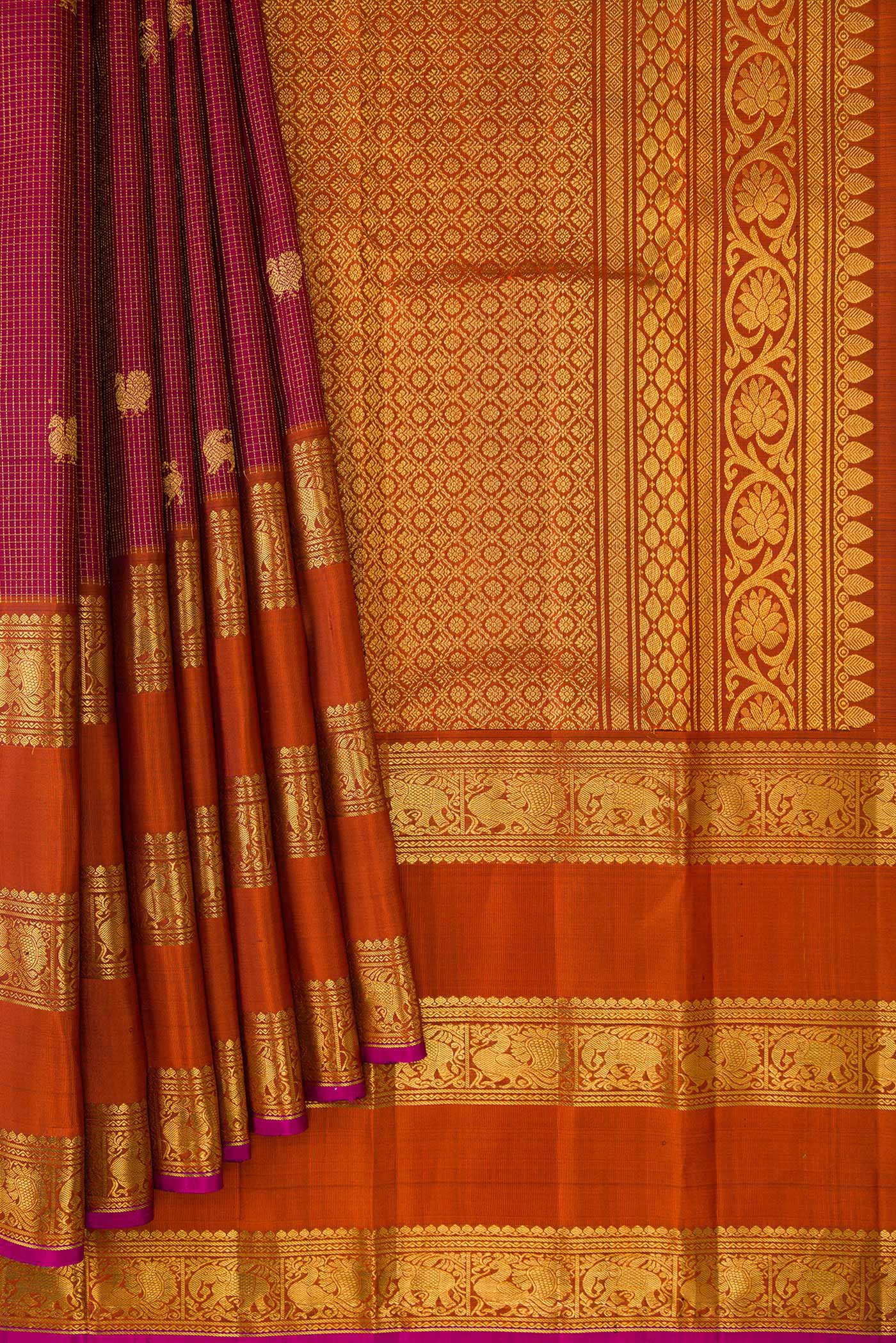 Maroon Kanjivaram Silk Saree - Image 4