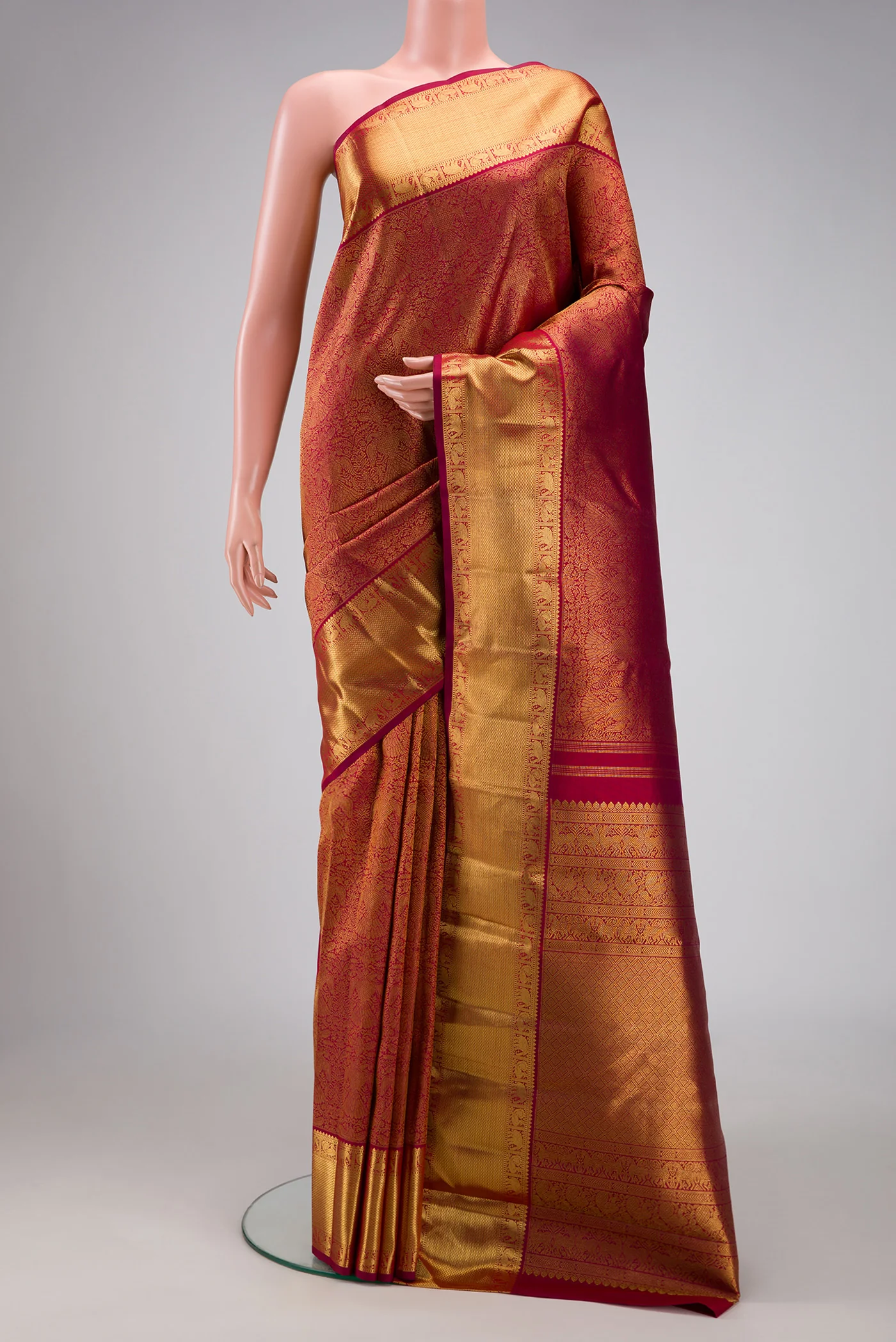 Pure Silk Pure Zari Maroon Kanjivaram Saree