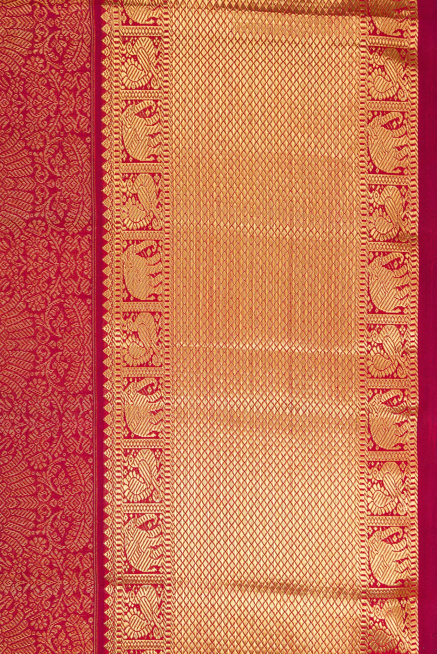 Pure Silk Pure Zari Maroon Kanjivaram Saree - Image 3