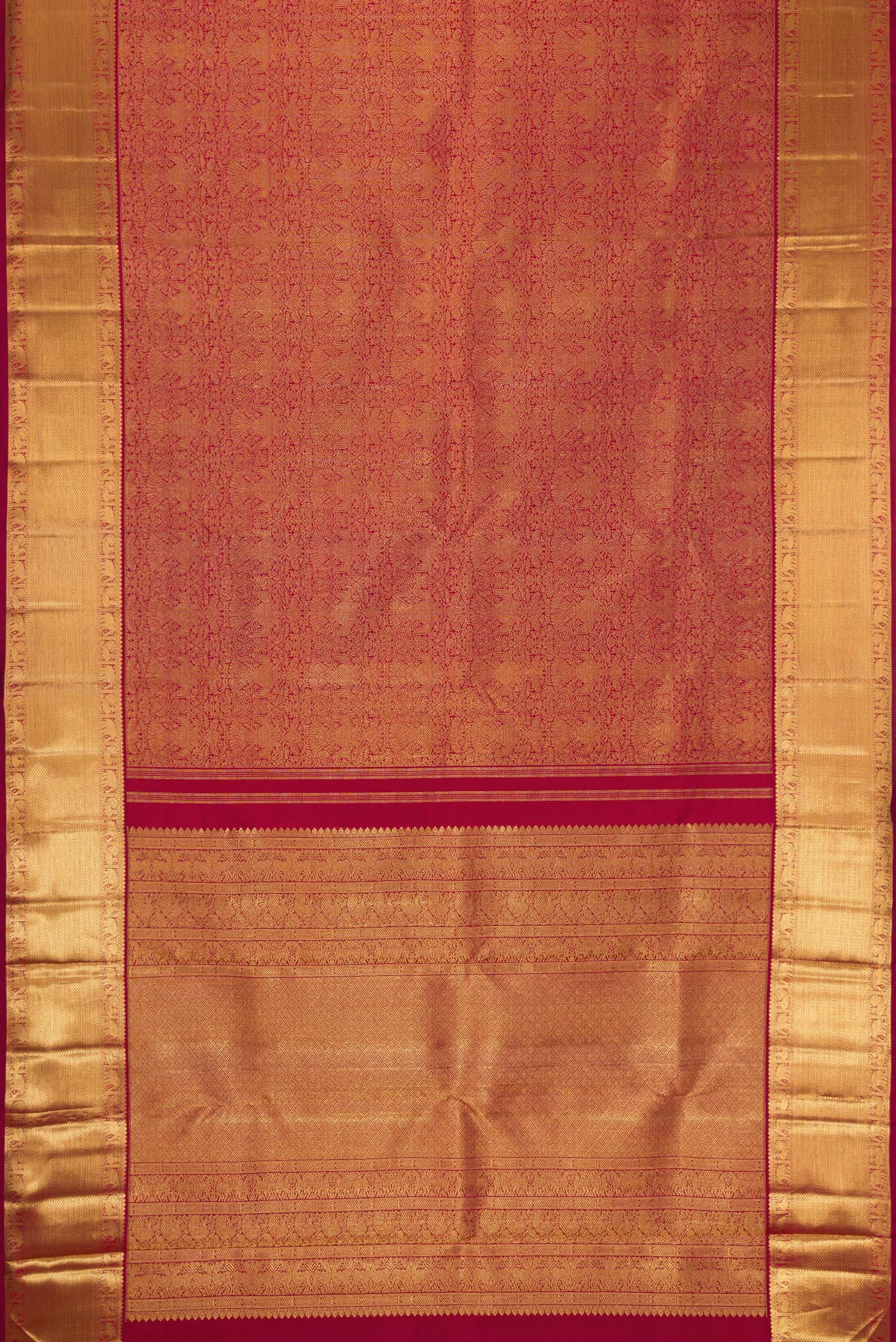 Pure Silk Pure Zari Maroon Kanjivaram Saree - Image 6