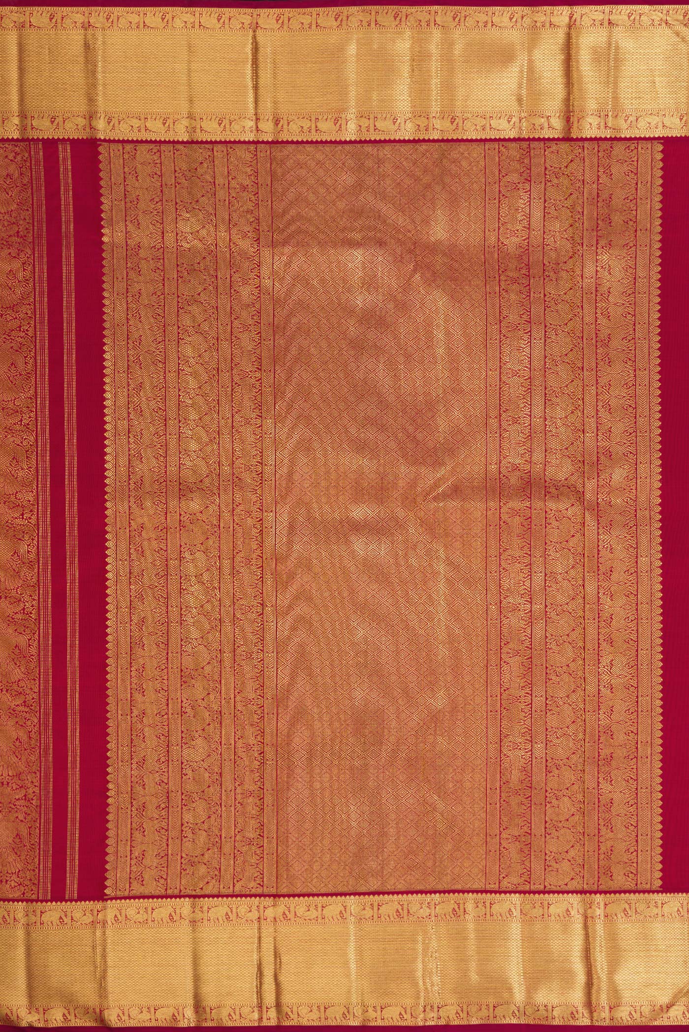 Pure Silk Pure Zari Maroon Kanjivaram Saree - Image 7
