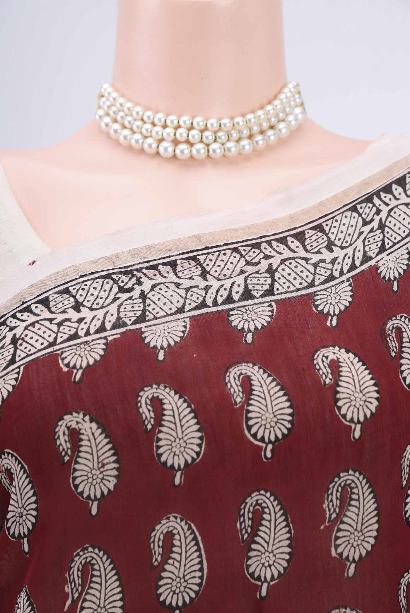 Maroon Chanderi Silk Cotton Saree - Image 2