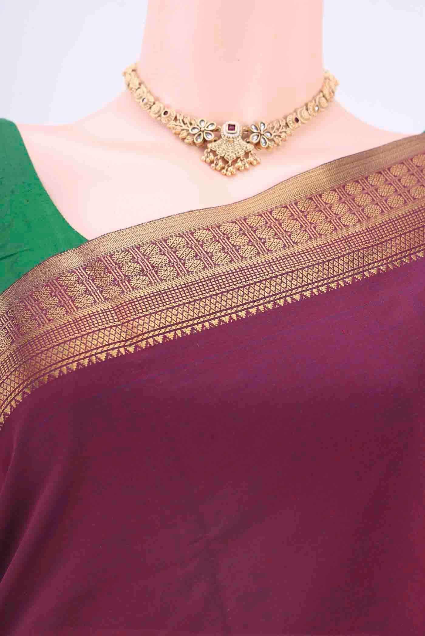 Maroon Poly Cotton Saree - Image 2