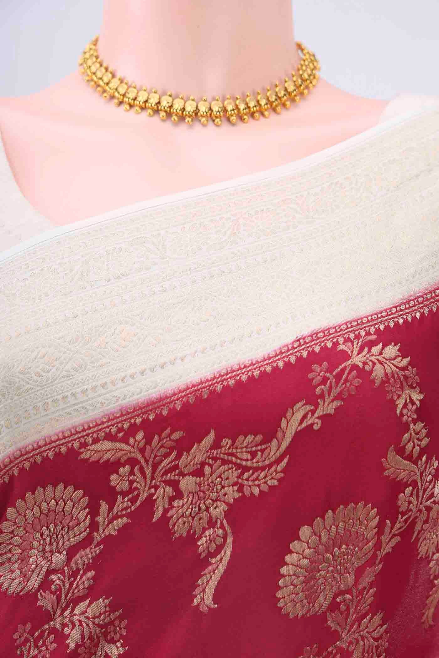 Maroon Mysore Crepe Saree - Image 2