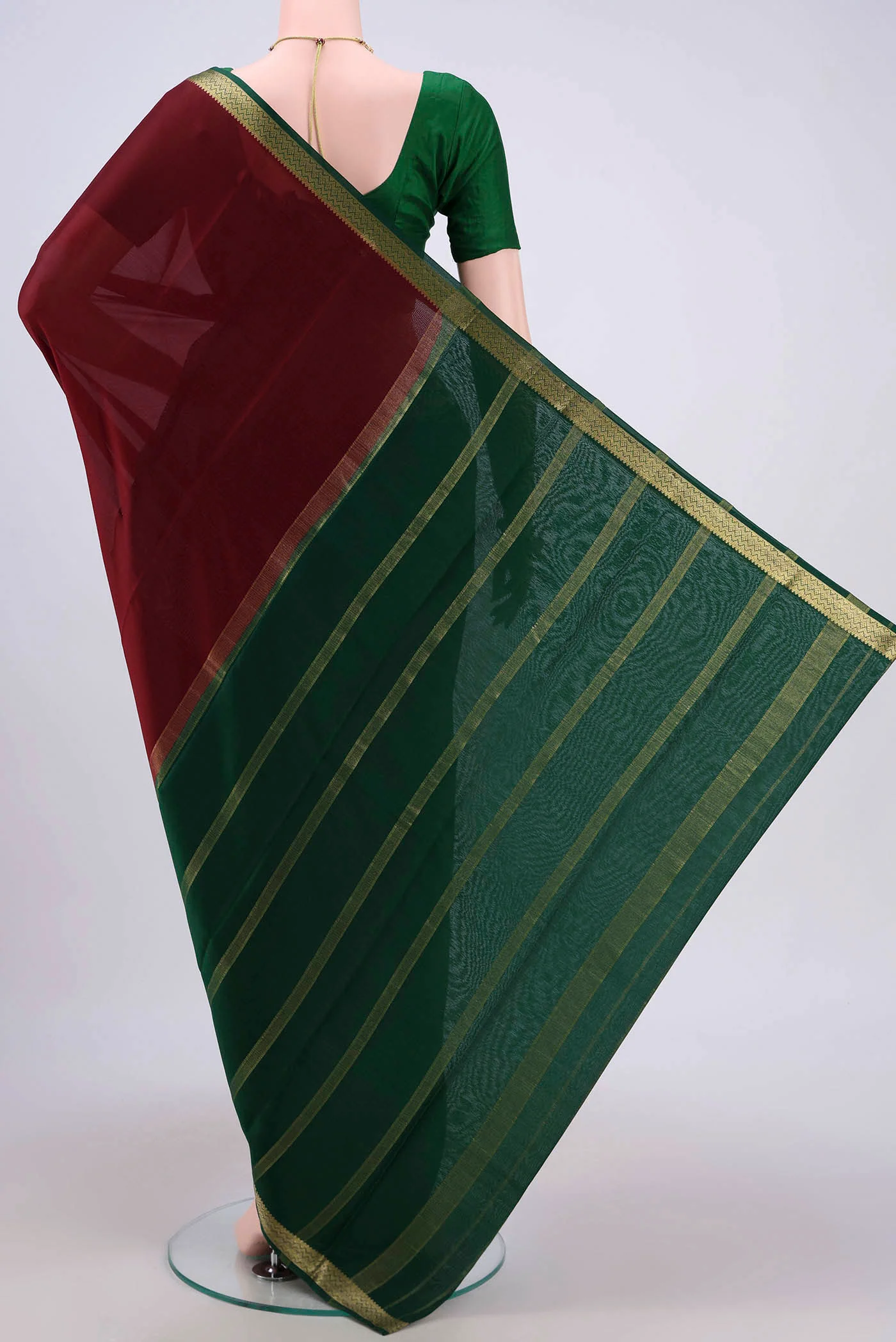 Maroon Mysore Crepe Saree - Image 3