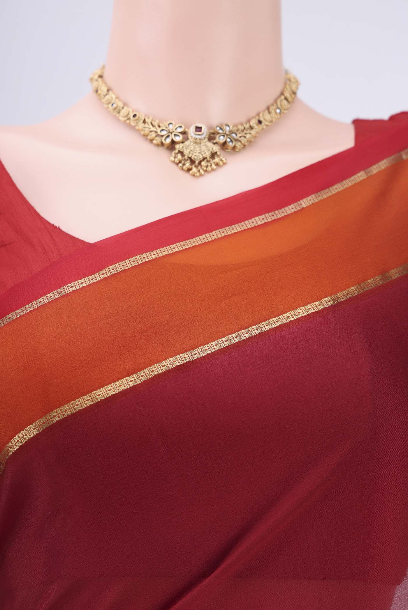 Maroon Mysore Crepe Saree - Image 2