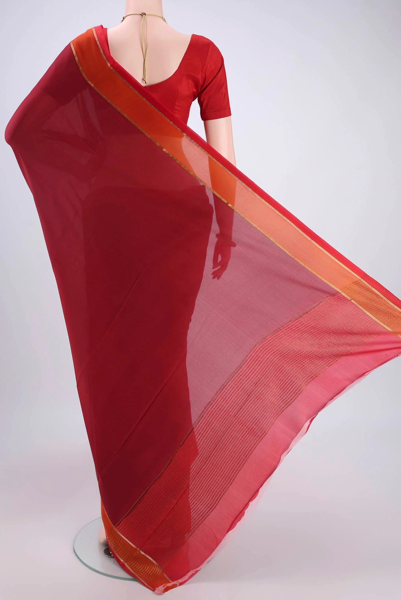 Maroon Mysore Crepe Saree - Image 3