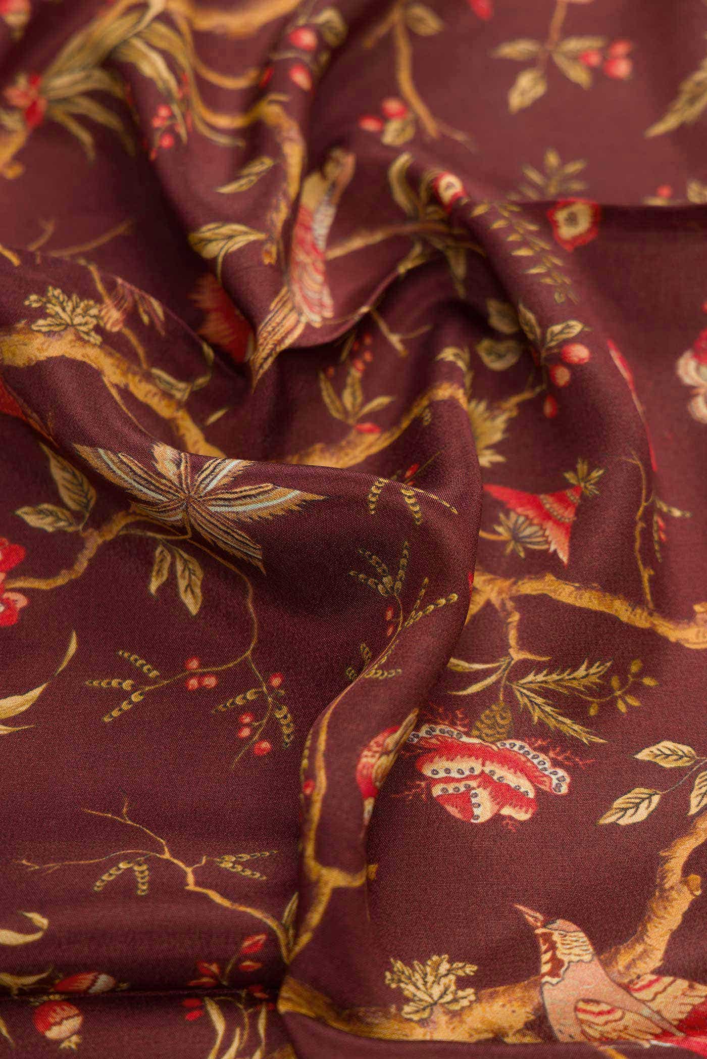Brown Mysore Crepe Saree - Image 2