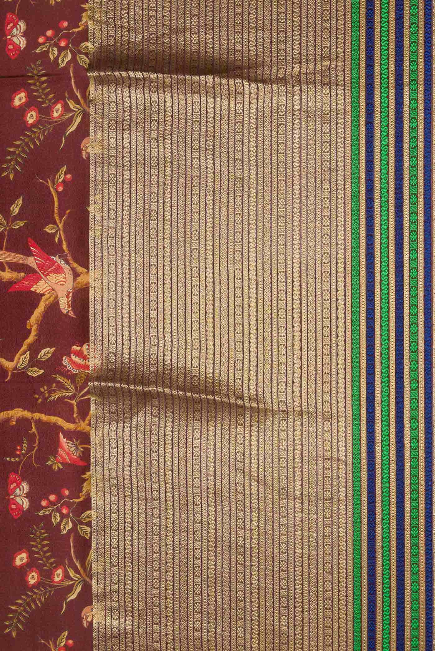 Brown Mysore Crepe Saree - Image 3