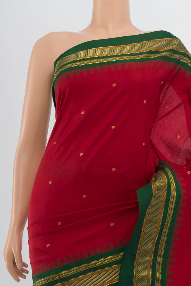 Maroon Narayanpet Silk Saree - Image 2