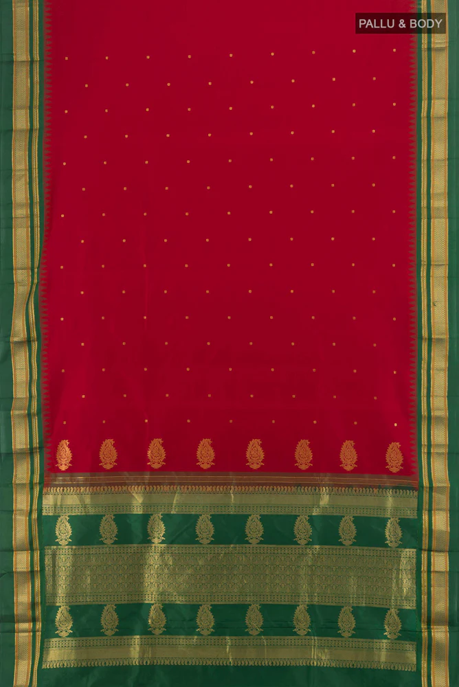 Maroon Narayanpet Silk Saree - Image 5