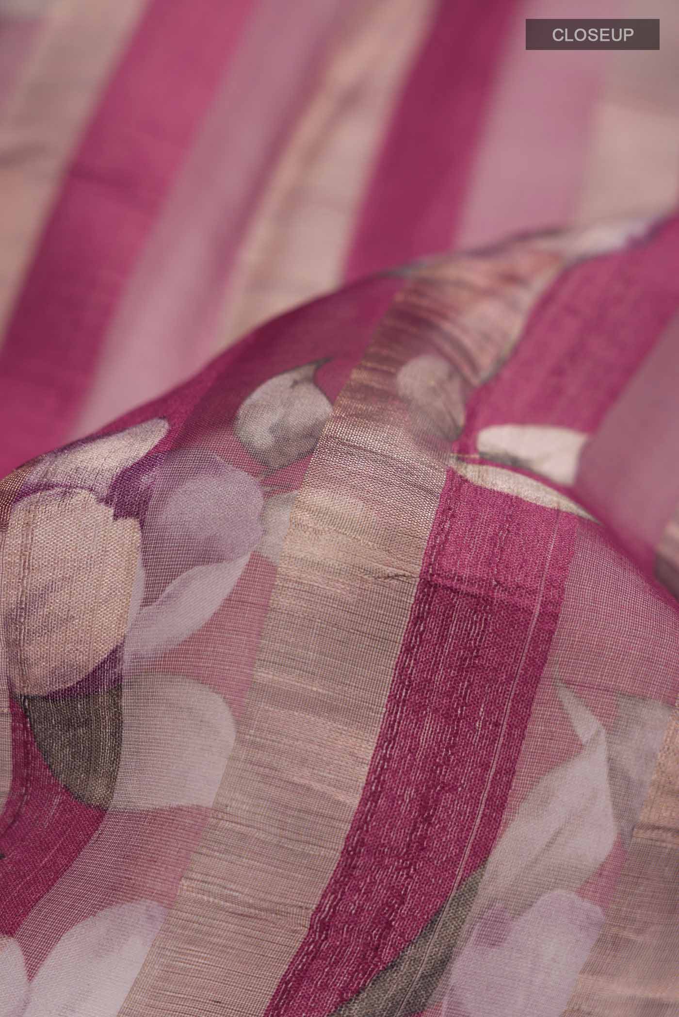 Maroon Organza Silk Saree - Image 2