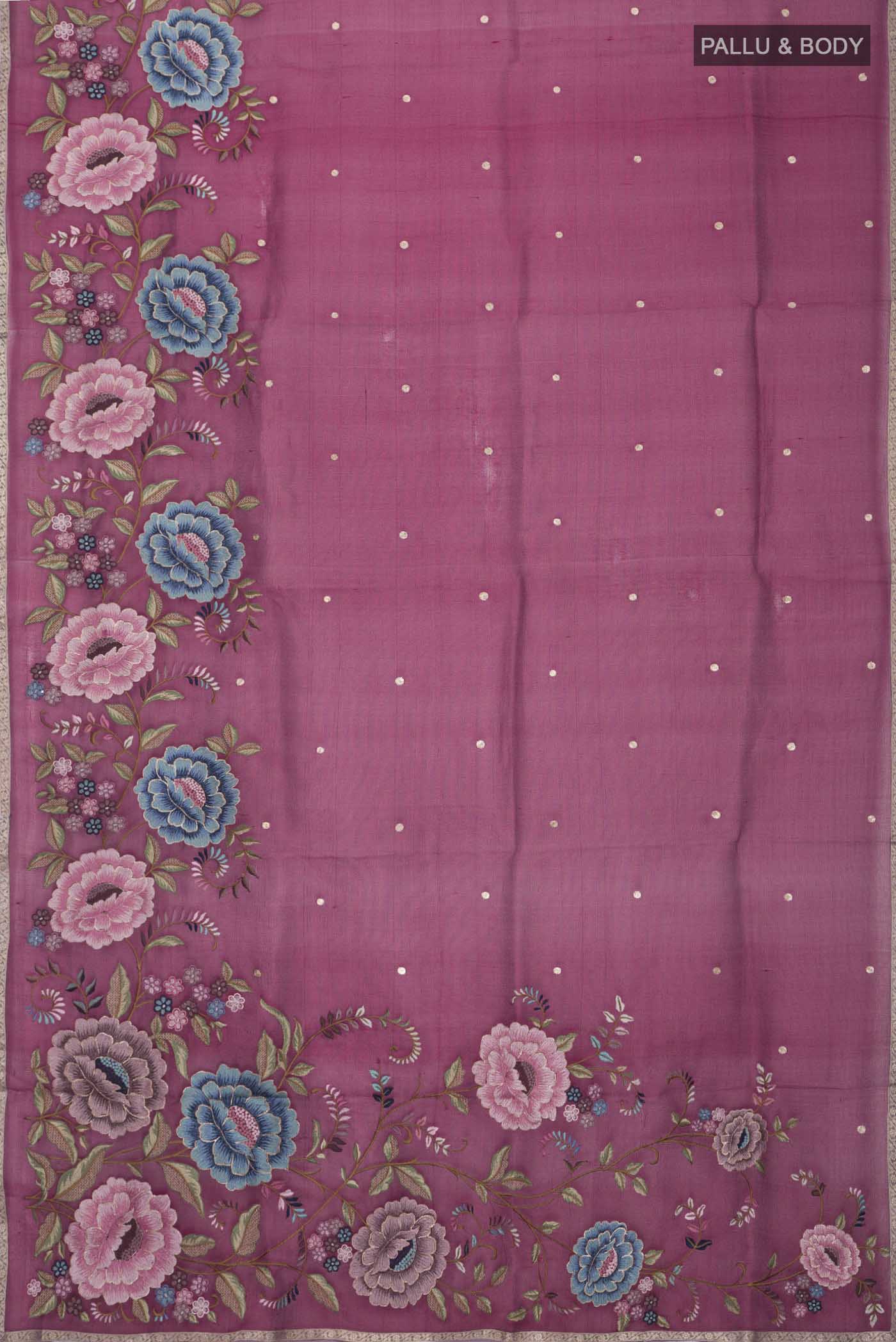Maroon Organza Silk Saree - Image 6