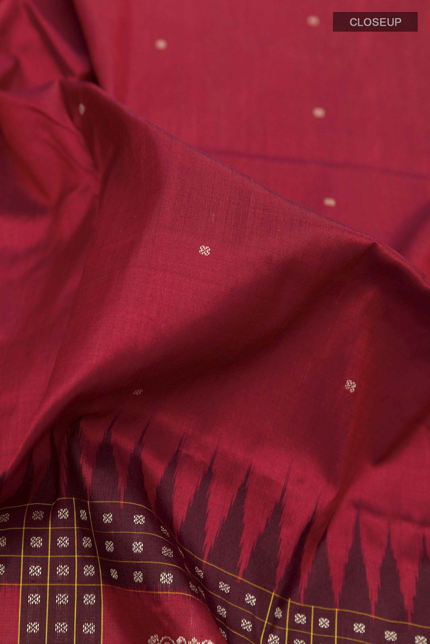 Maroon Orissa Silk Saree - Image 2