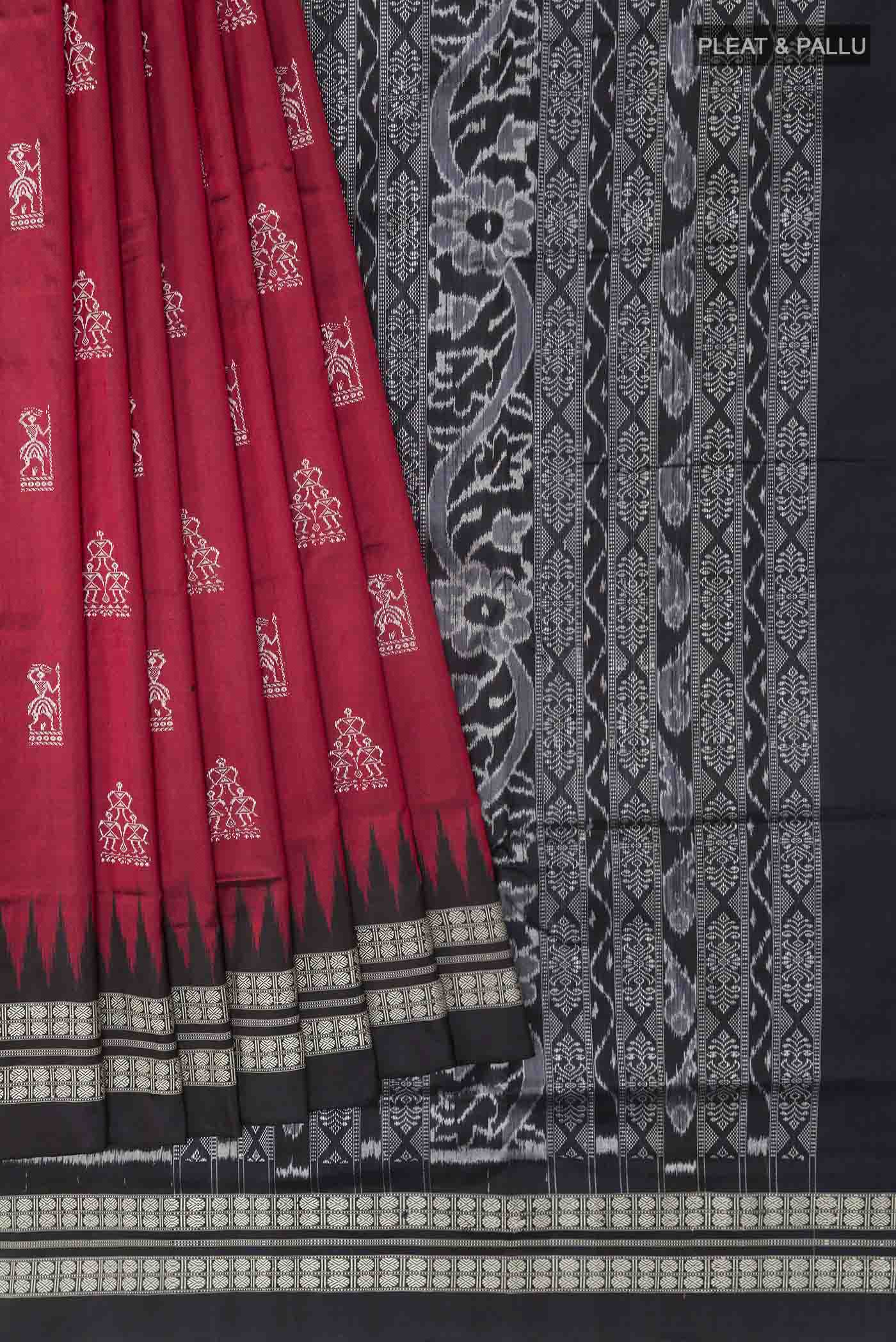 Maroon Orissa Silk Saree - Image 4