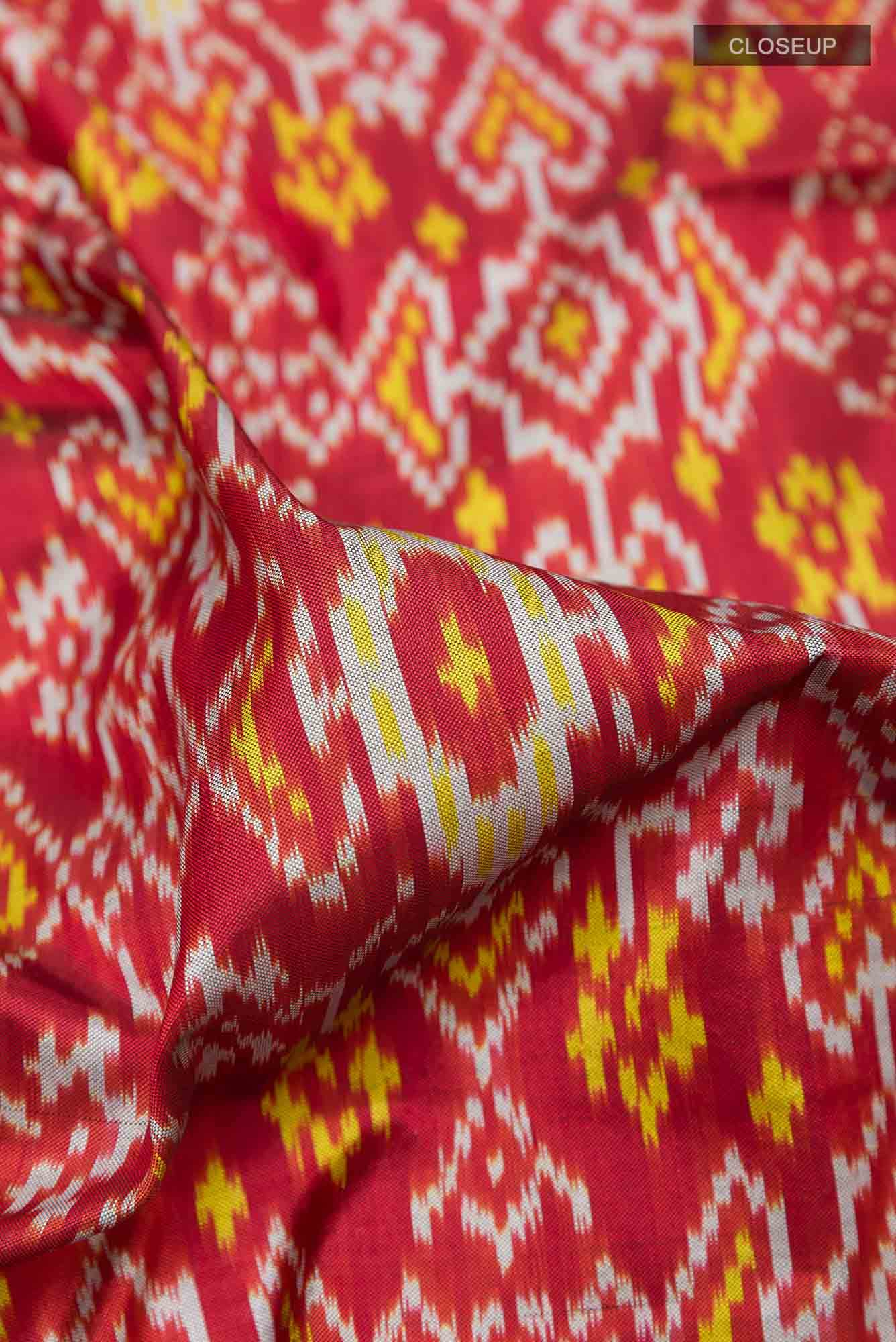 Maroon Pochampally Saree - Image 3