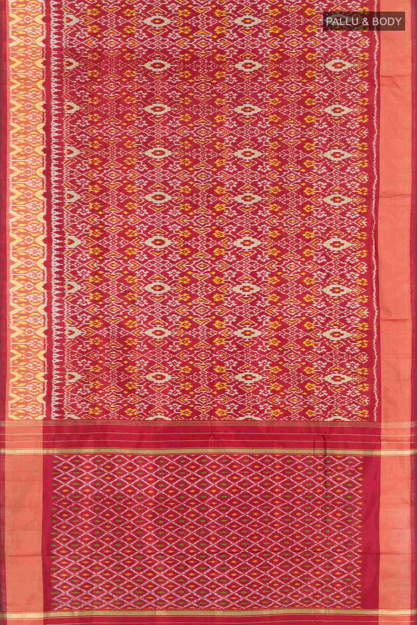 Maroon Pochampally Saree - Image 4