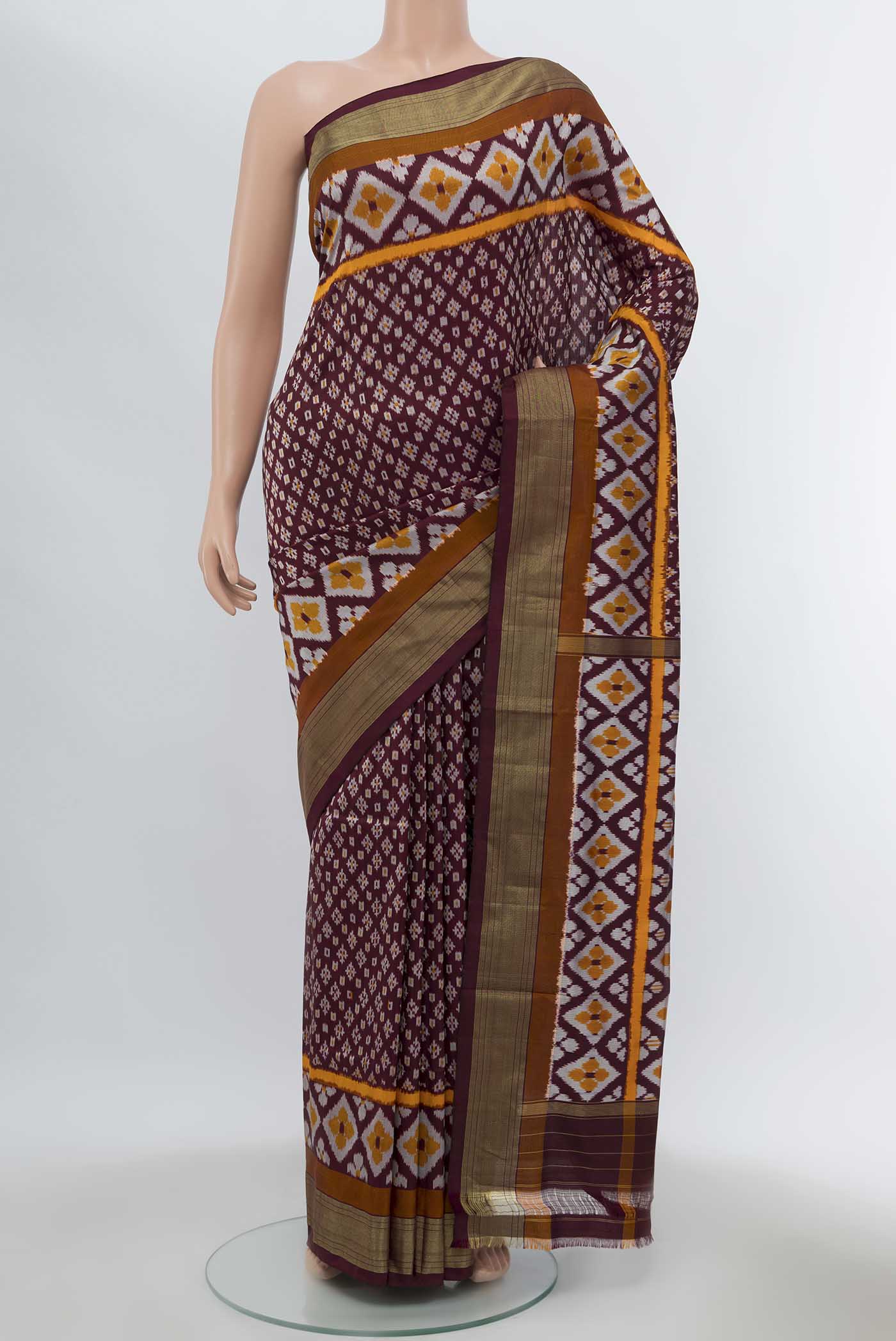Coffee Brown Pochampally Silk Saree