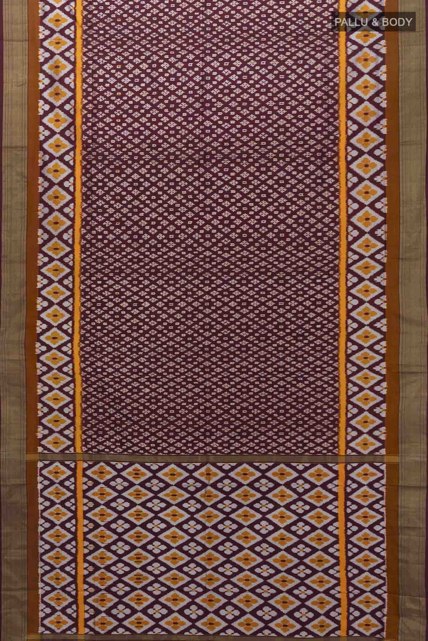 Coffee Brown Pochampally Silk Saree - Image 5