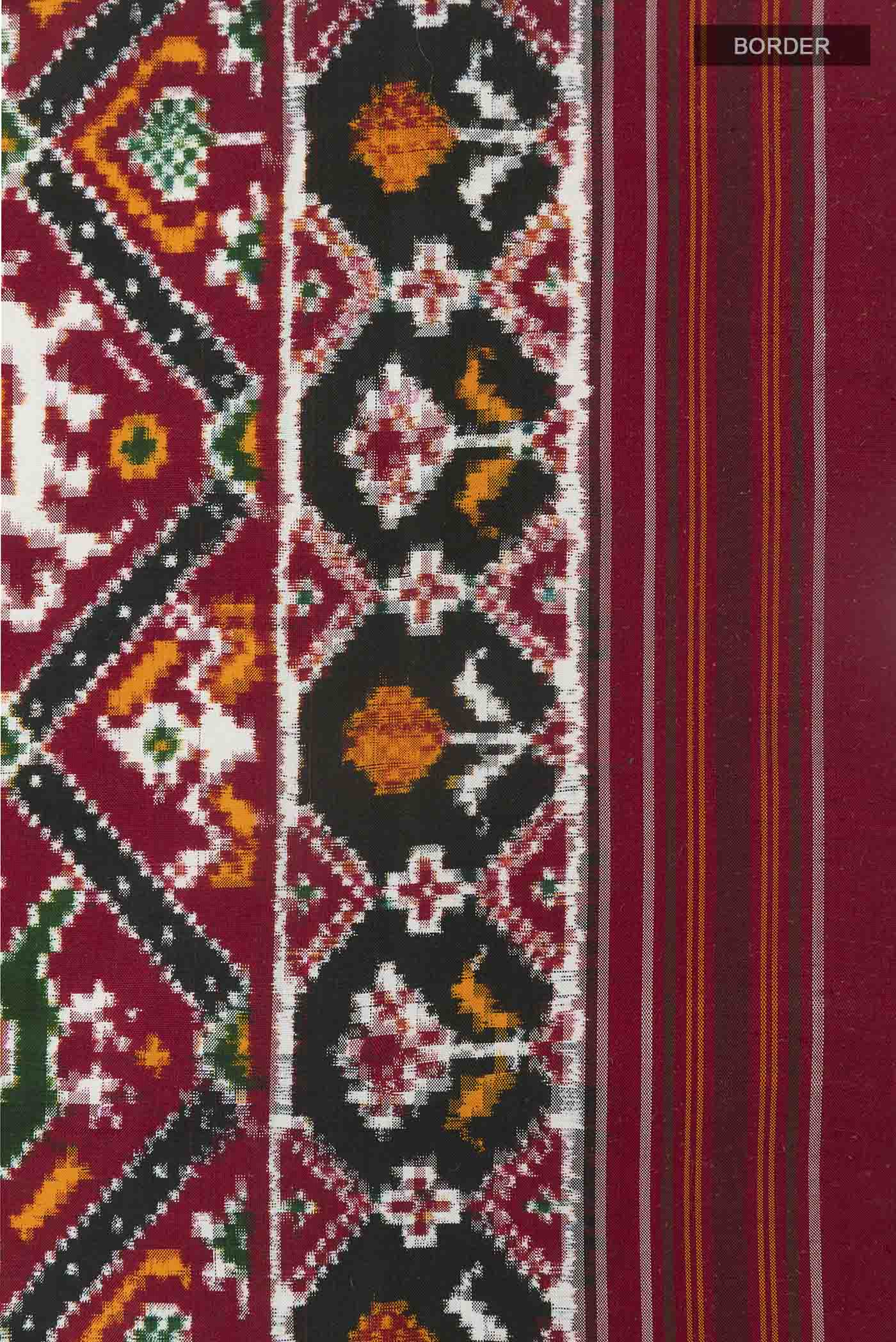 Maroon Pochampally Silk Saree - Image 3