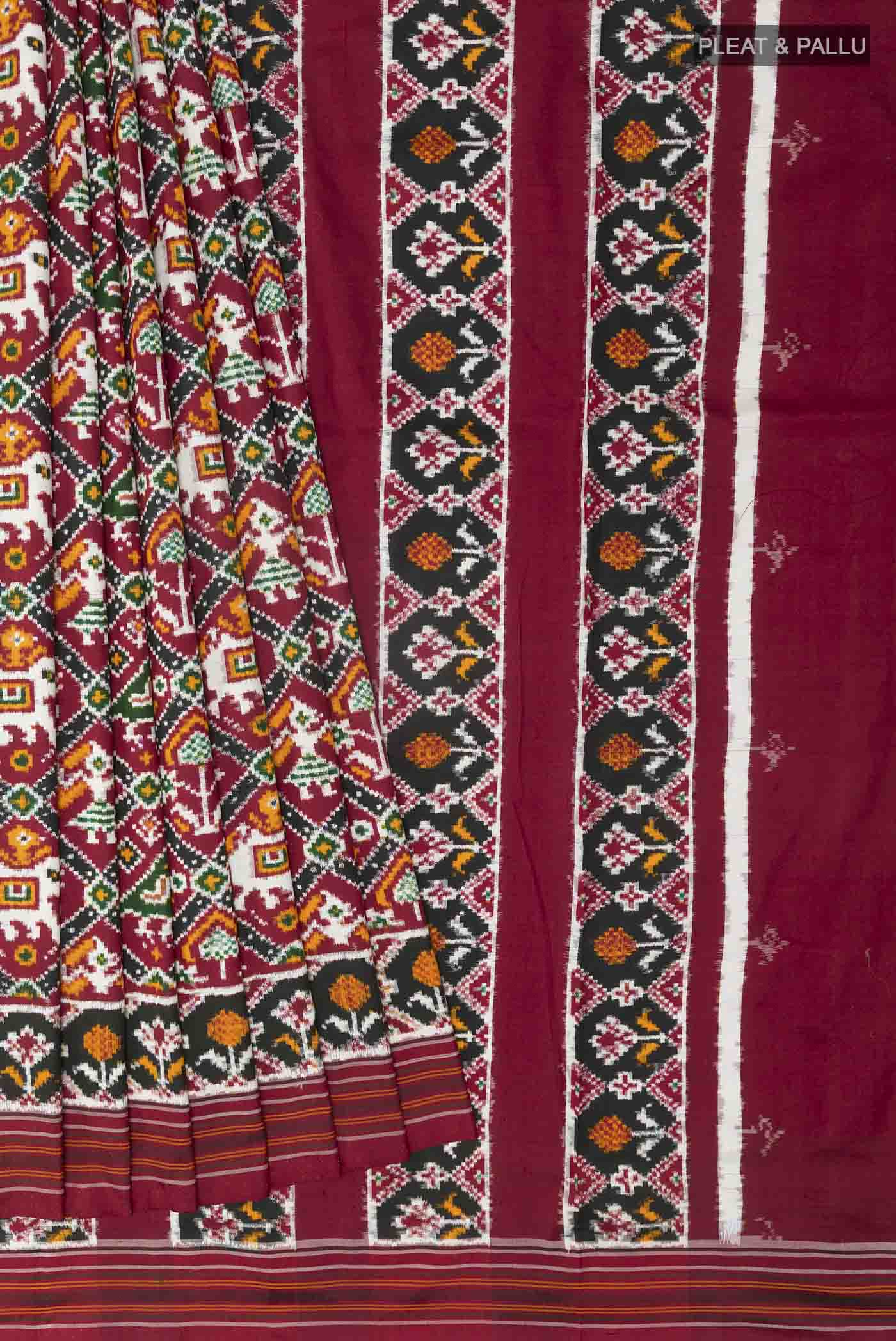 Maroon Pochampally Silk Saree - Image 4