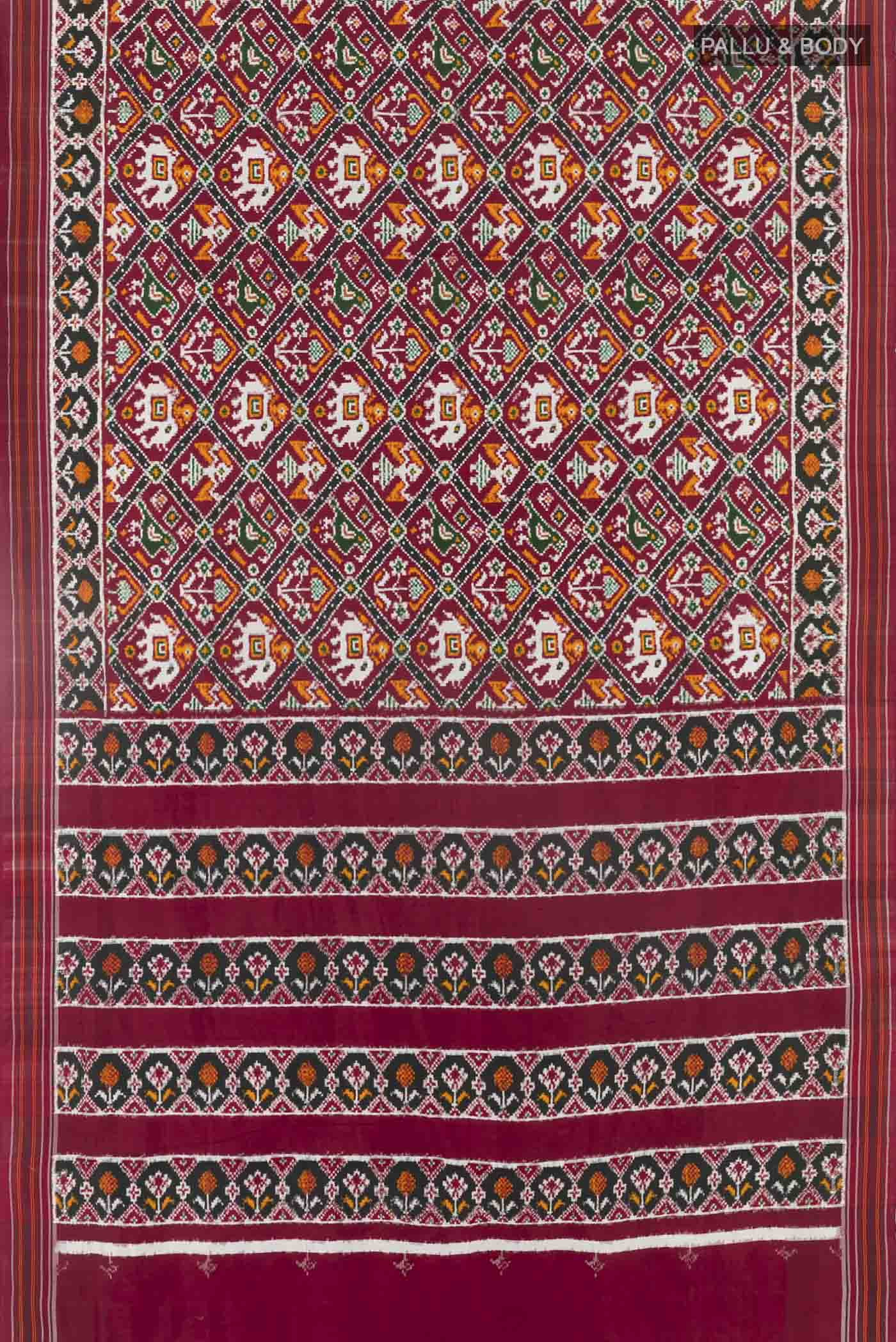 Maroon Pochampally Silk Saree - Image 6
