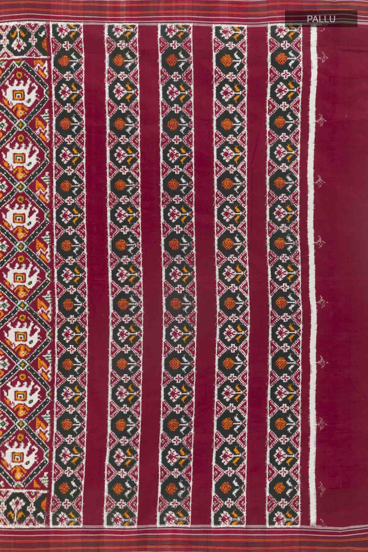Maroon Pochampally Silk Saree - Image 7