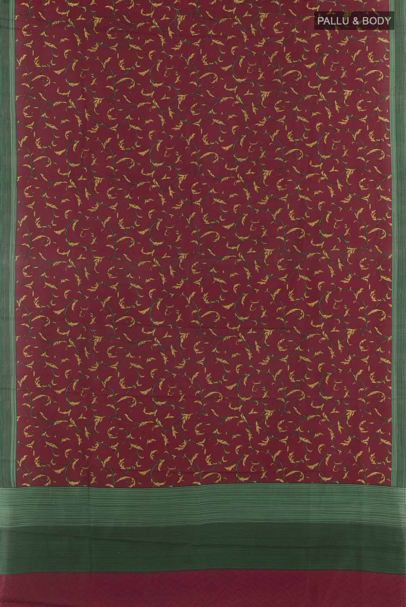 Maroon Printed Silk Saree - Image 3