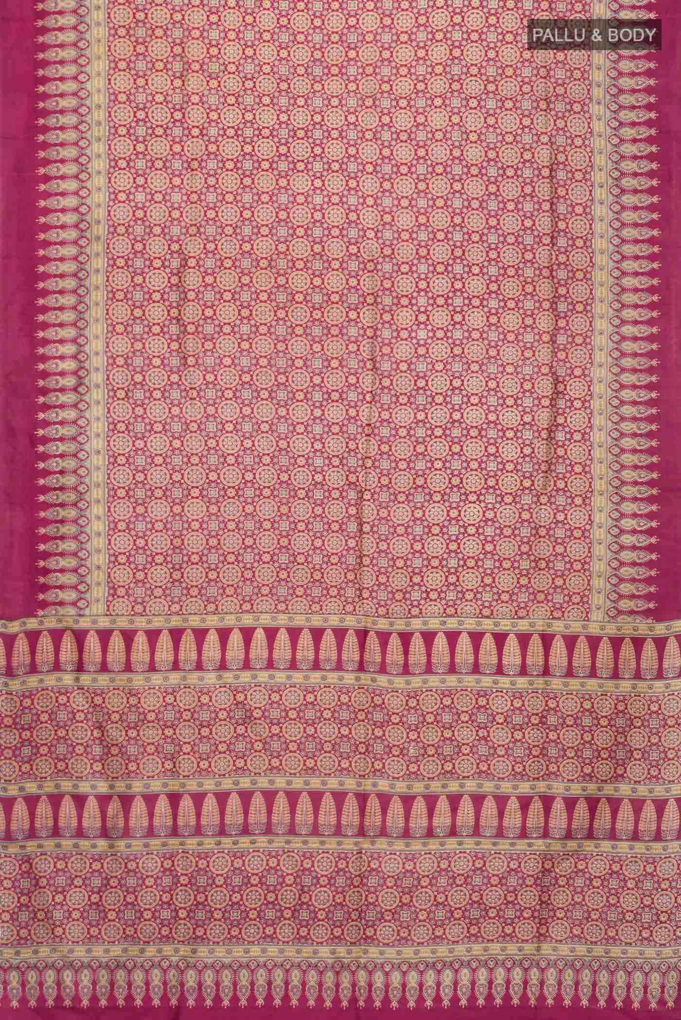 Maroon Printed Silk Saree - Image 2