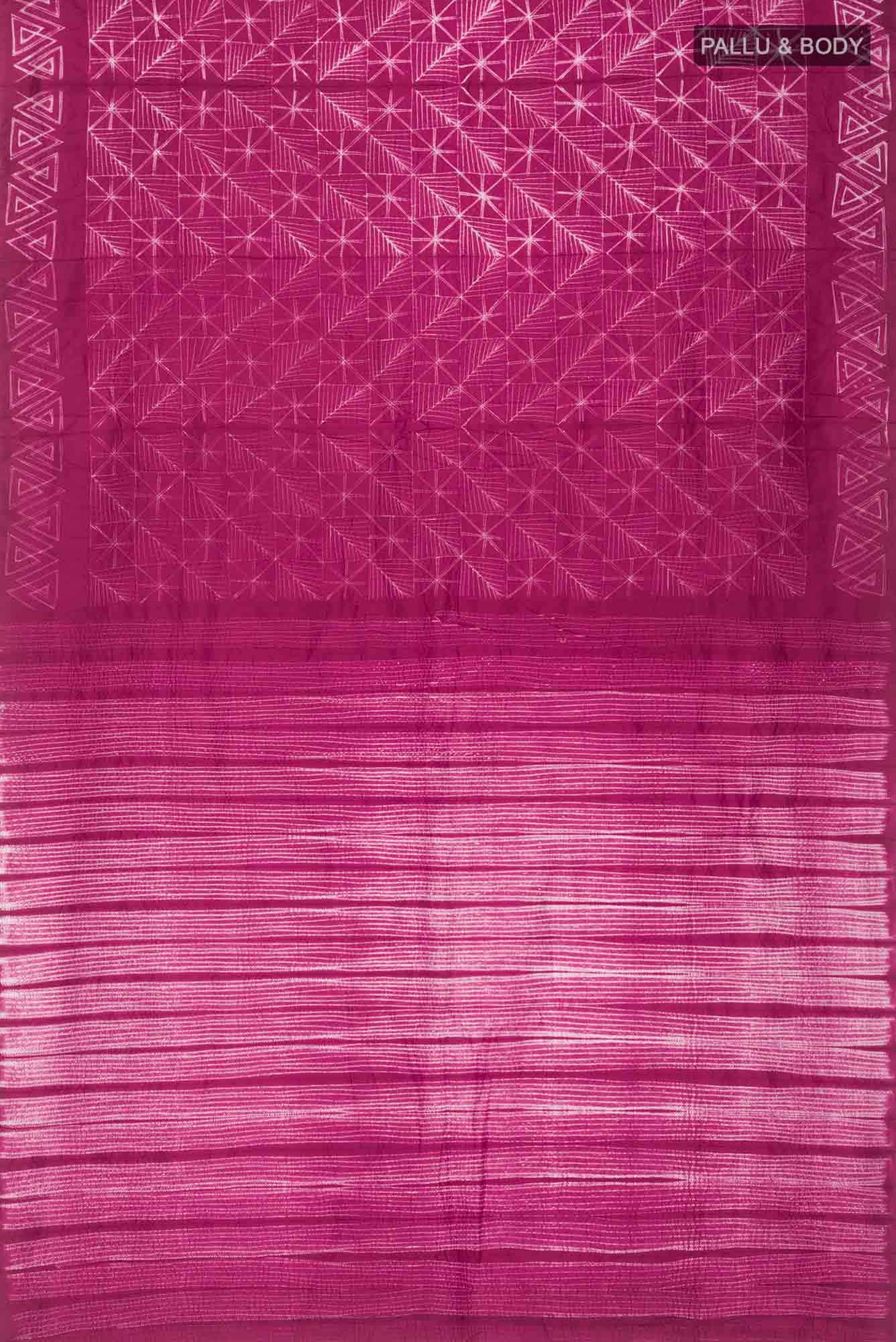 Magenta Printed Silk Saree - Image 3
