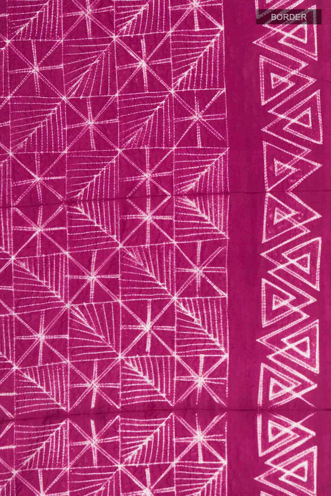 Magenta Printed Silk Saree - Image 4