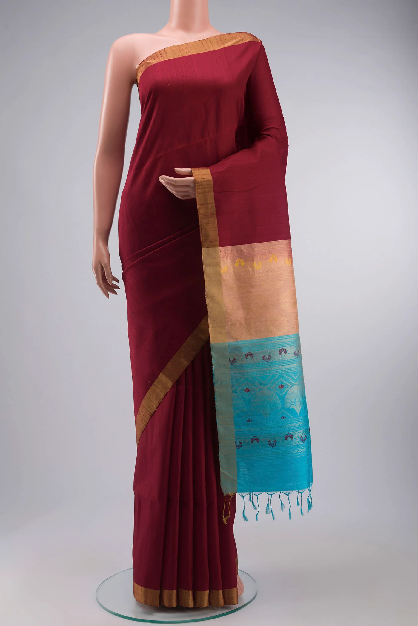 Maroon Raw Silk Saree