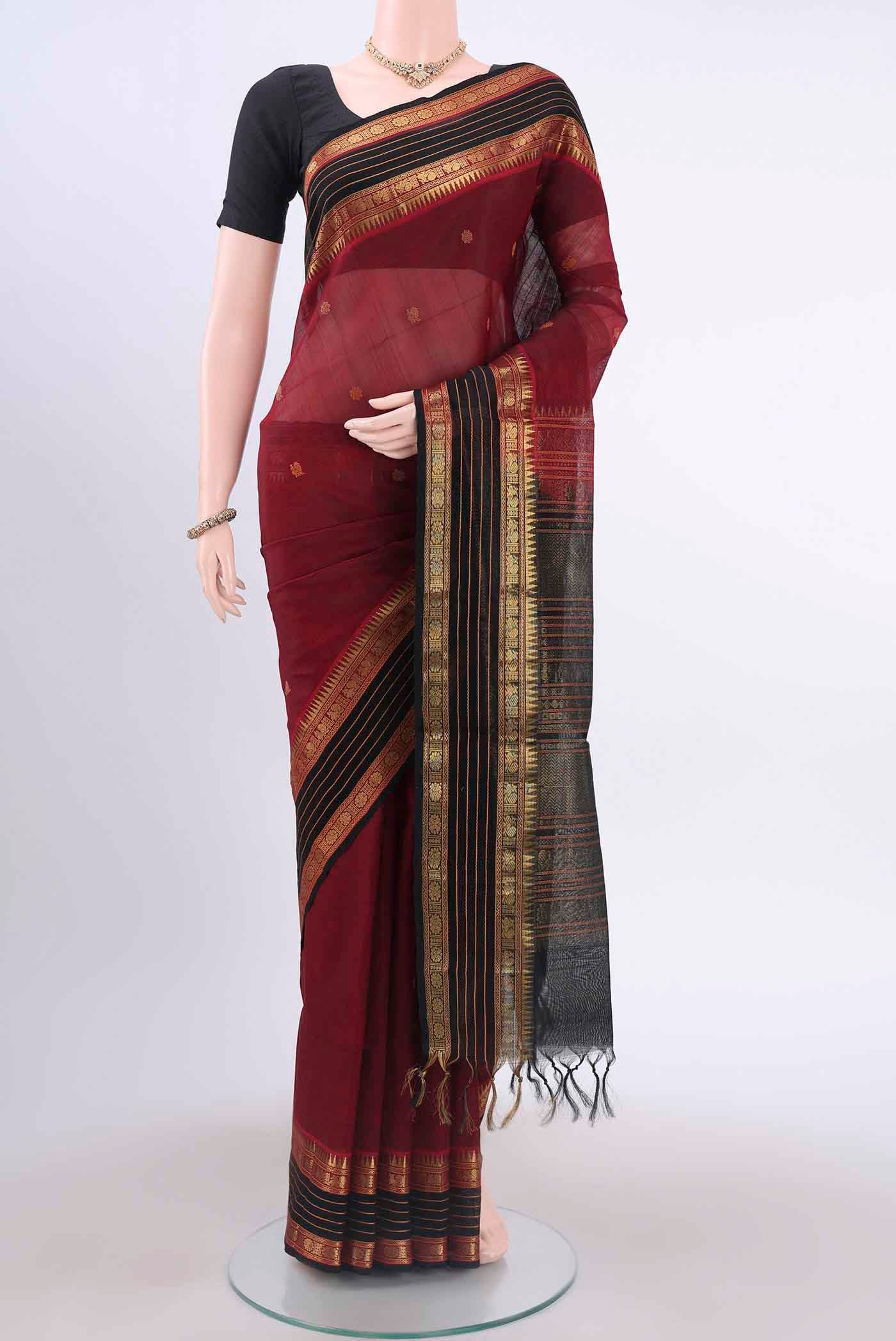 Maroon Silk Cotton Saree