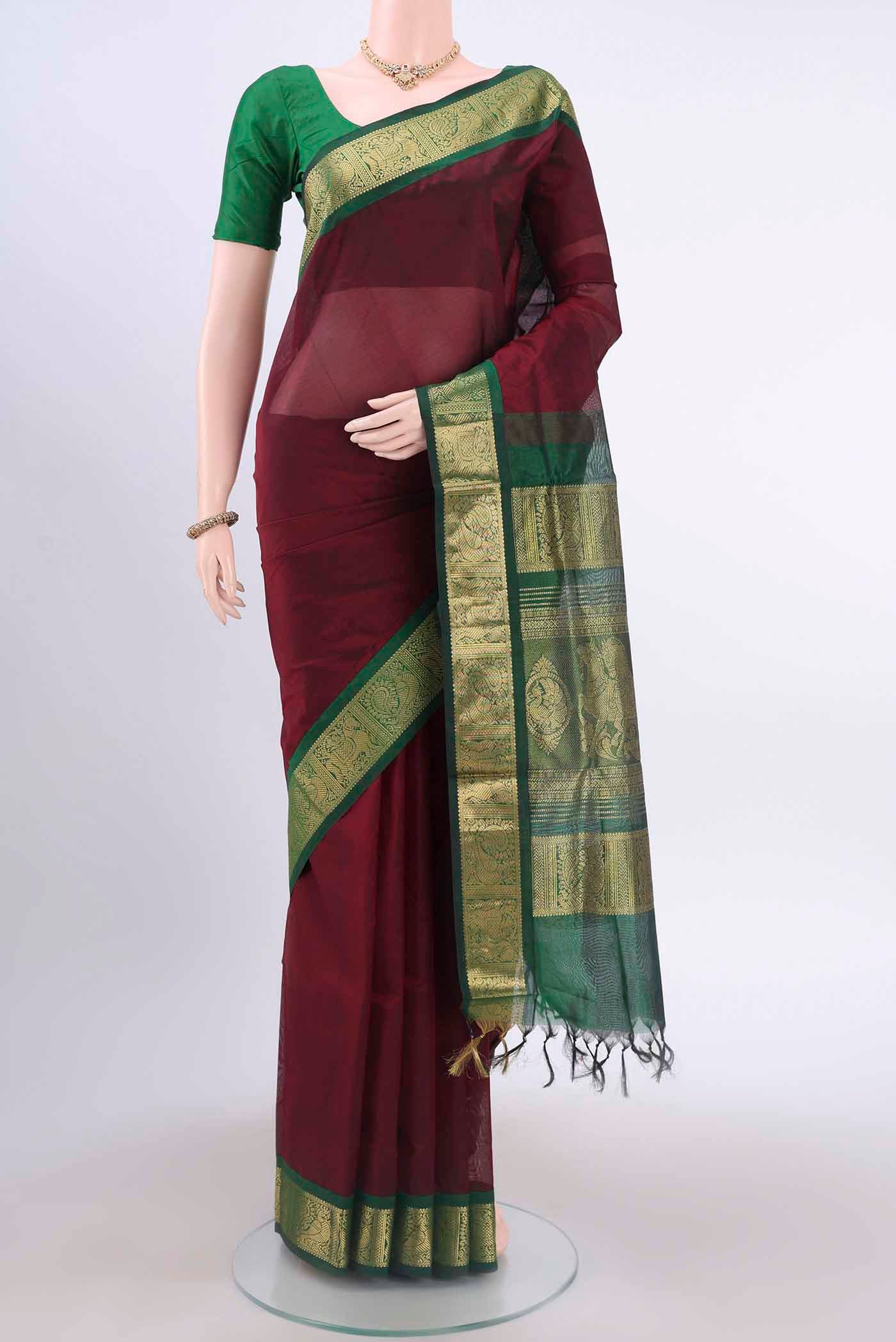 Maroon Silk Cotton Saree