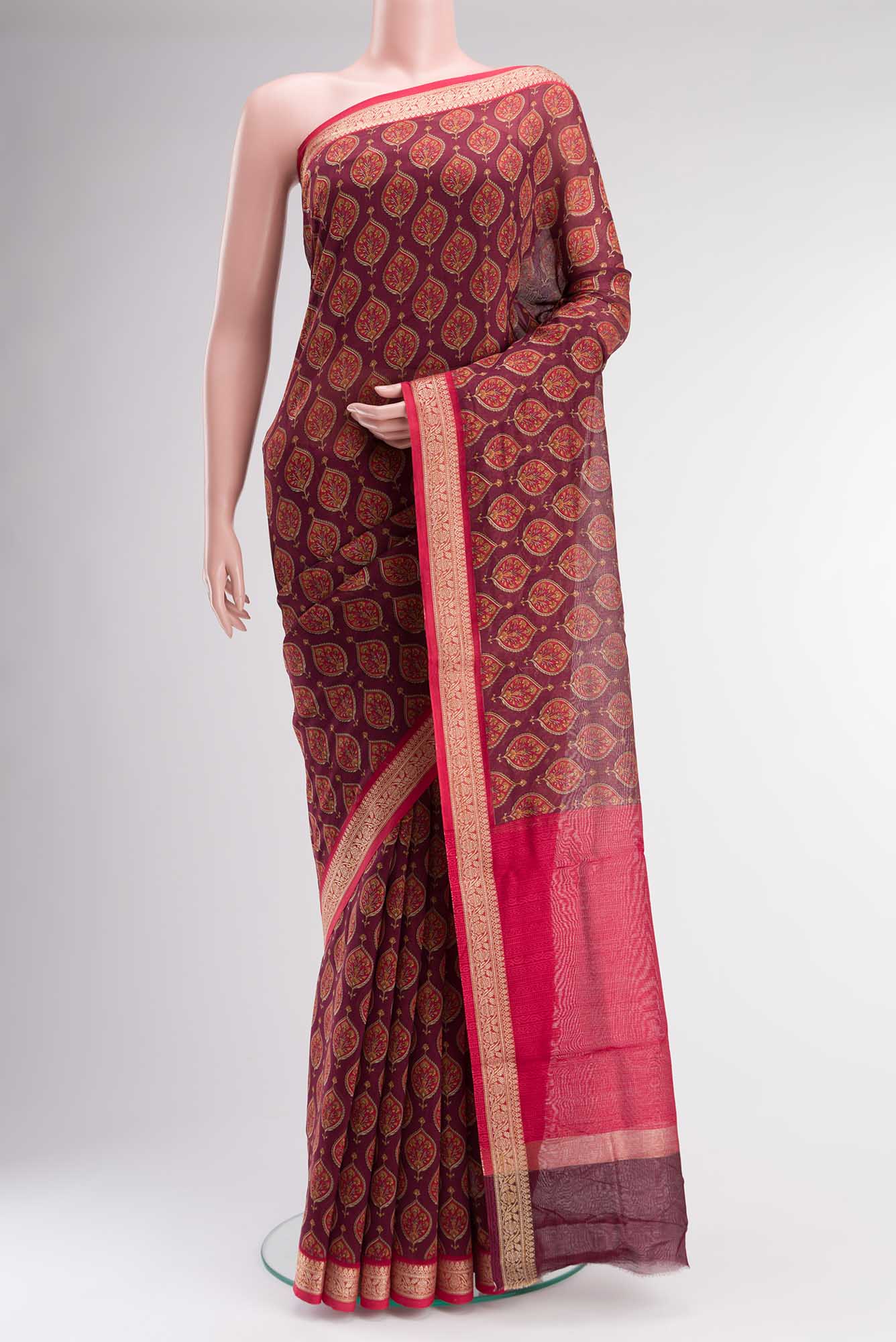 Maroon Silk Cotton Saree