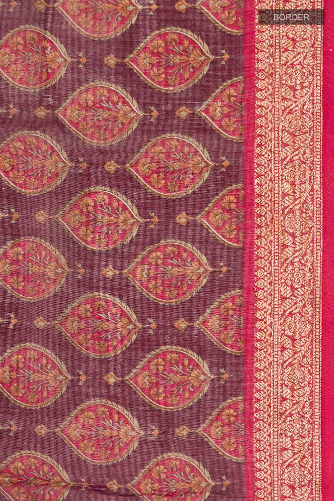 Maroon Silk Cotton Saree - Image 3