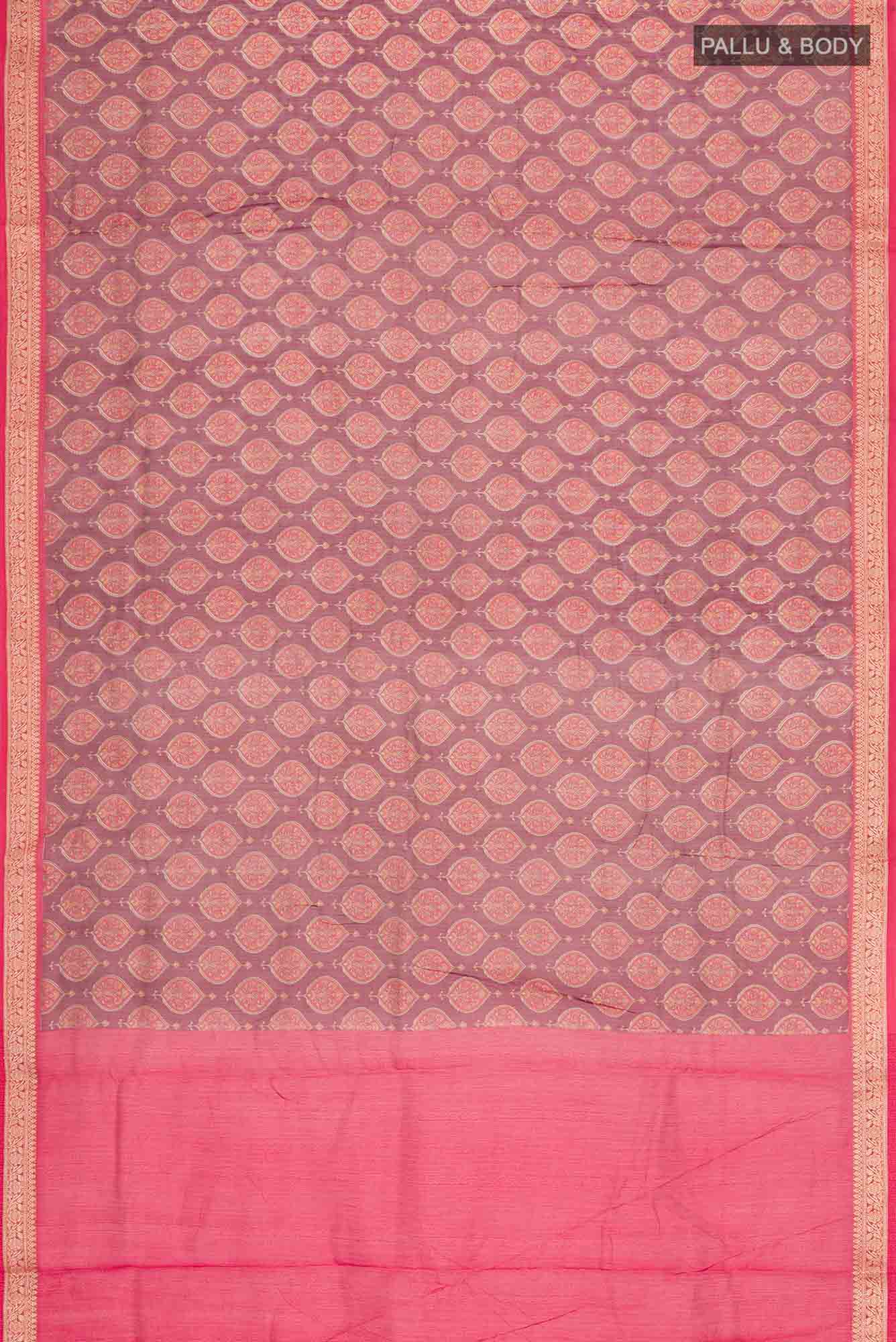 Maroon Silk Cotton Saree - Image 5