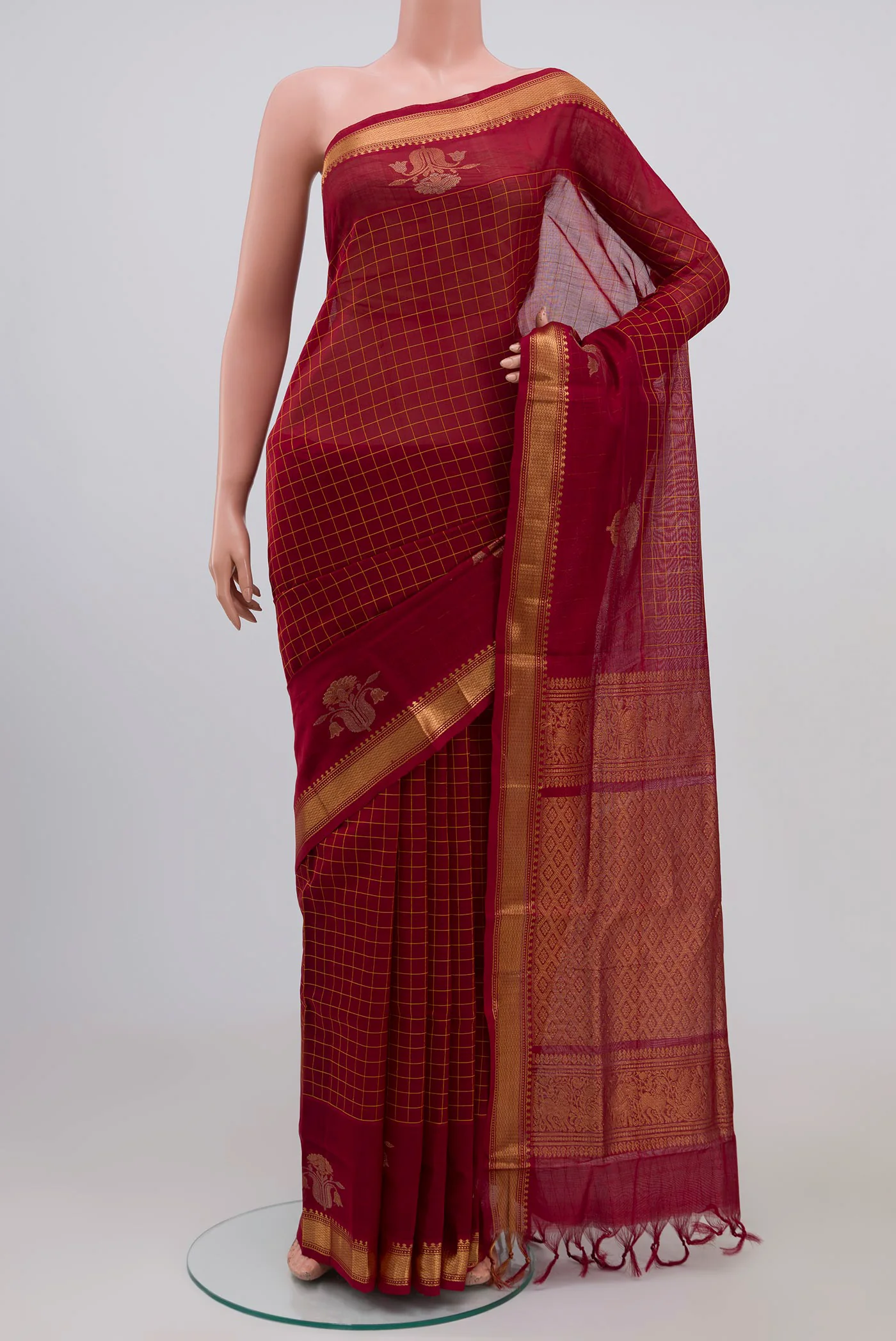 Maroon Silk Cotton Saree