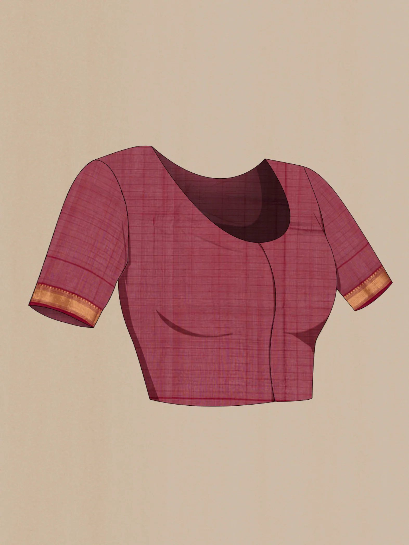 Maroon Silk Cotton Saree - Image 4