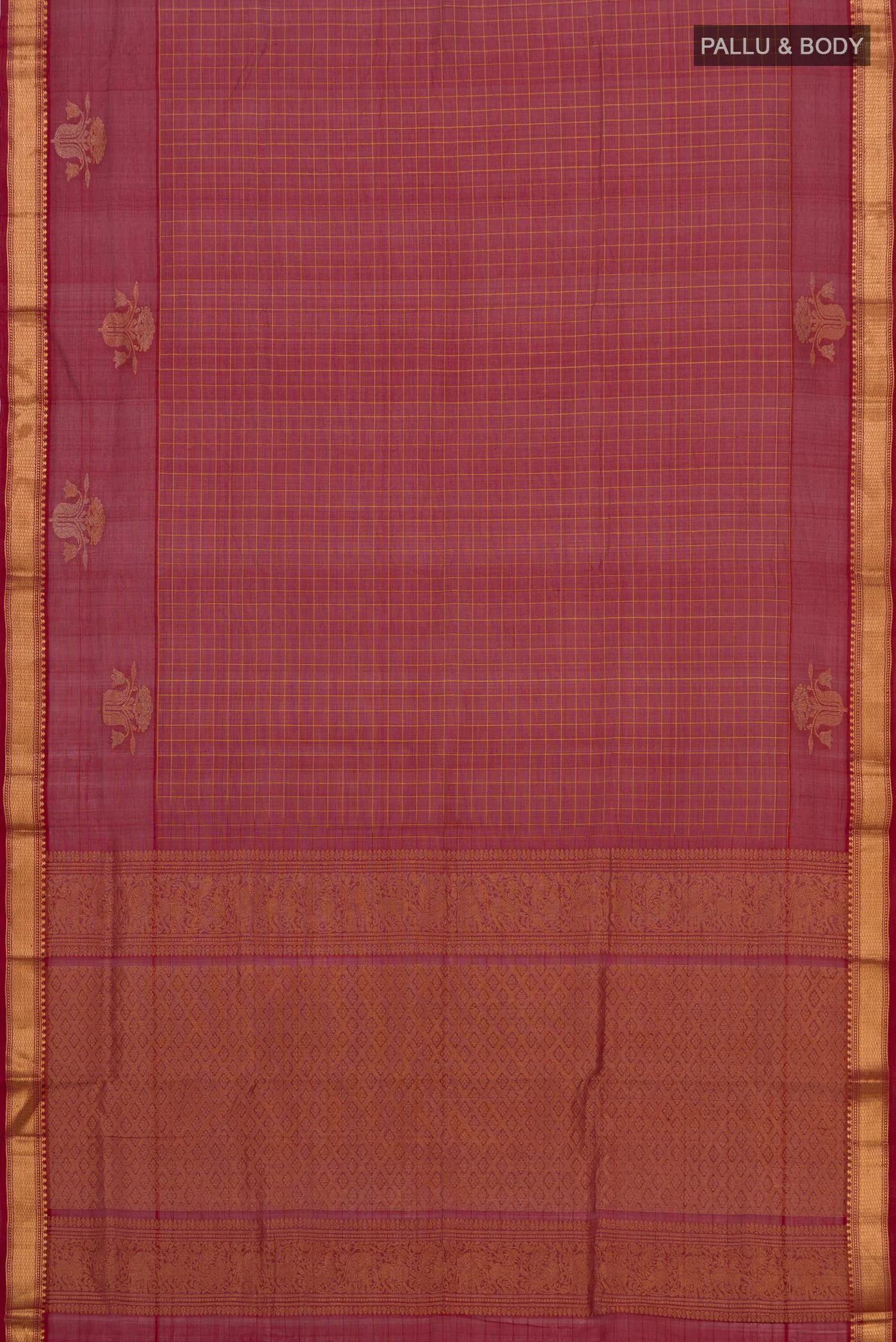 Maroon Silk Cotton Saree - Image 5