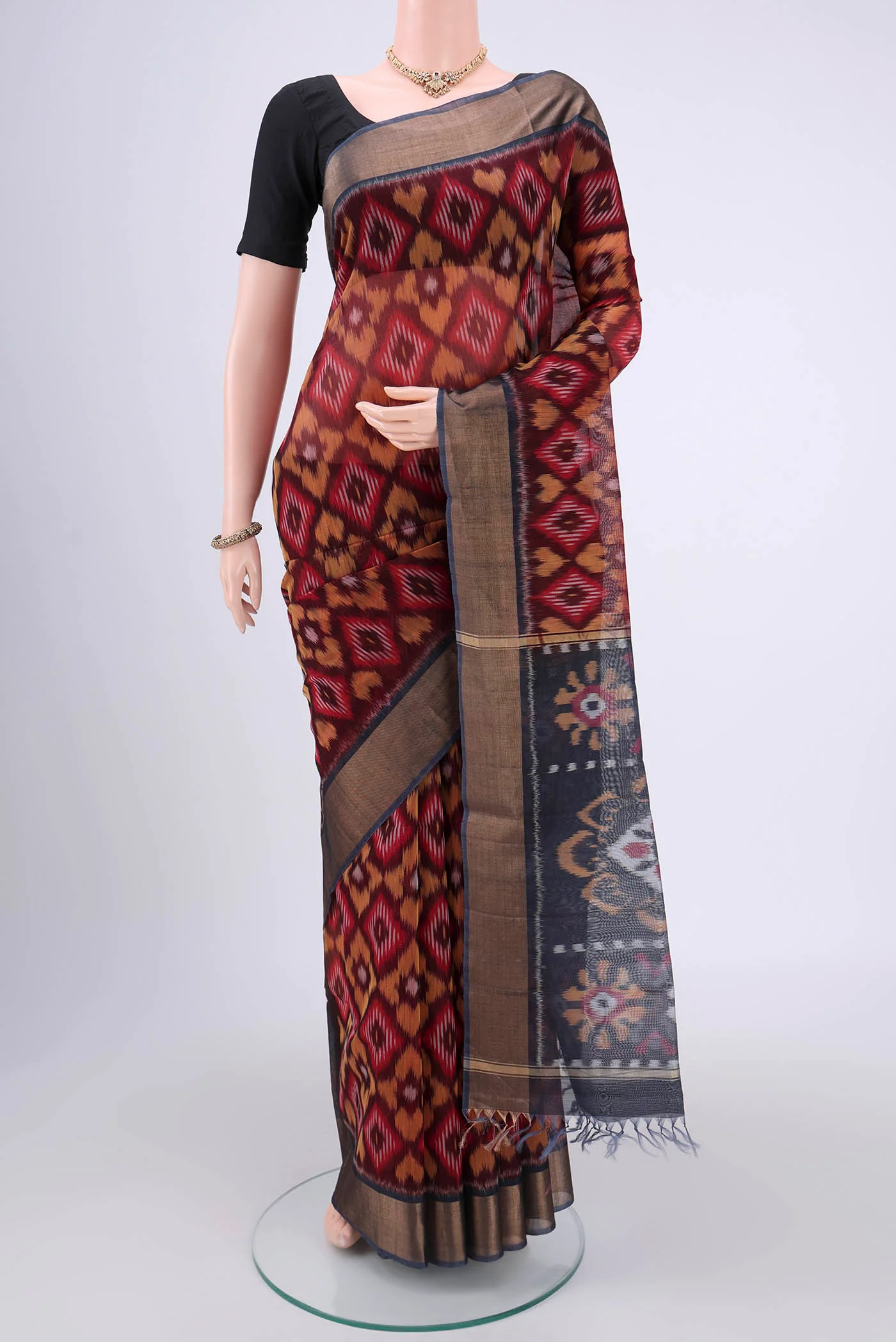 Coffee Brown Silk Cotton Saree