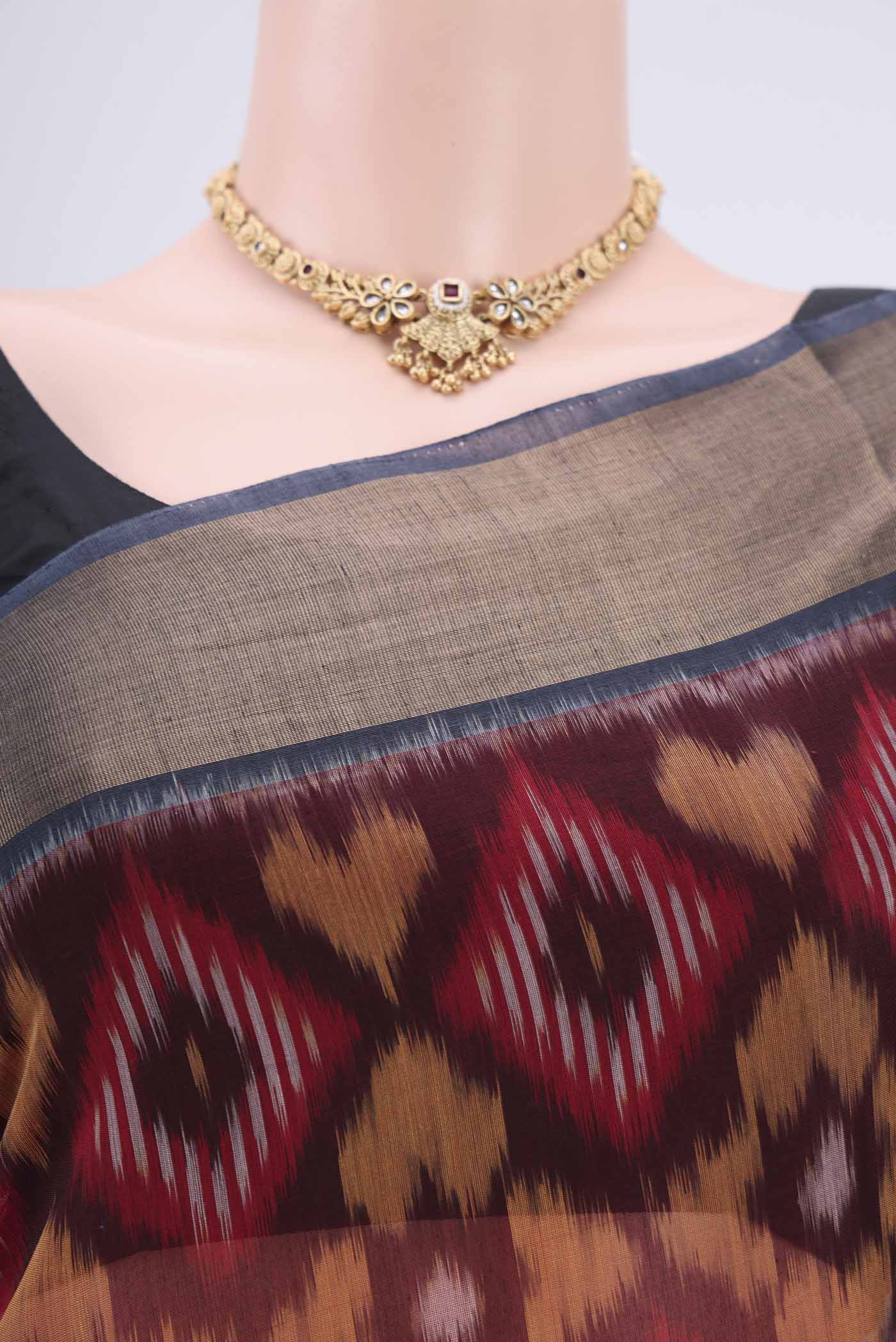 Coffee Brown Silk Cotton Saree - Image 2