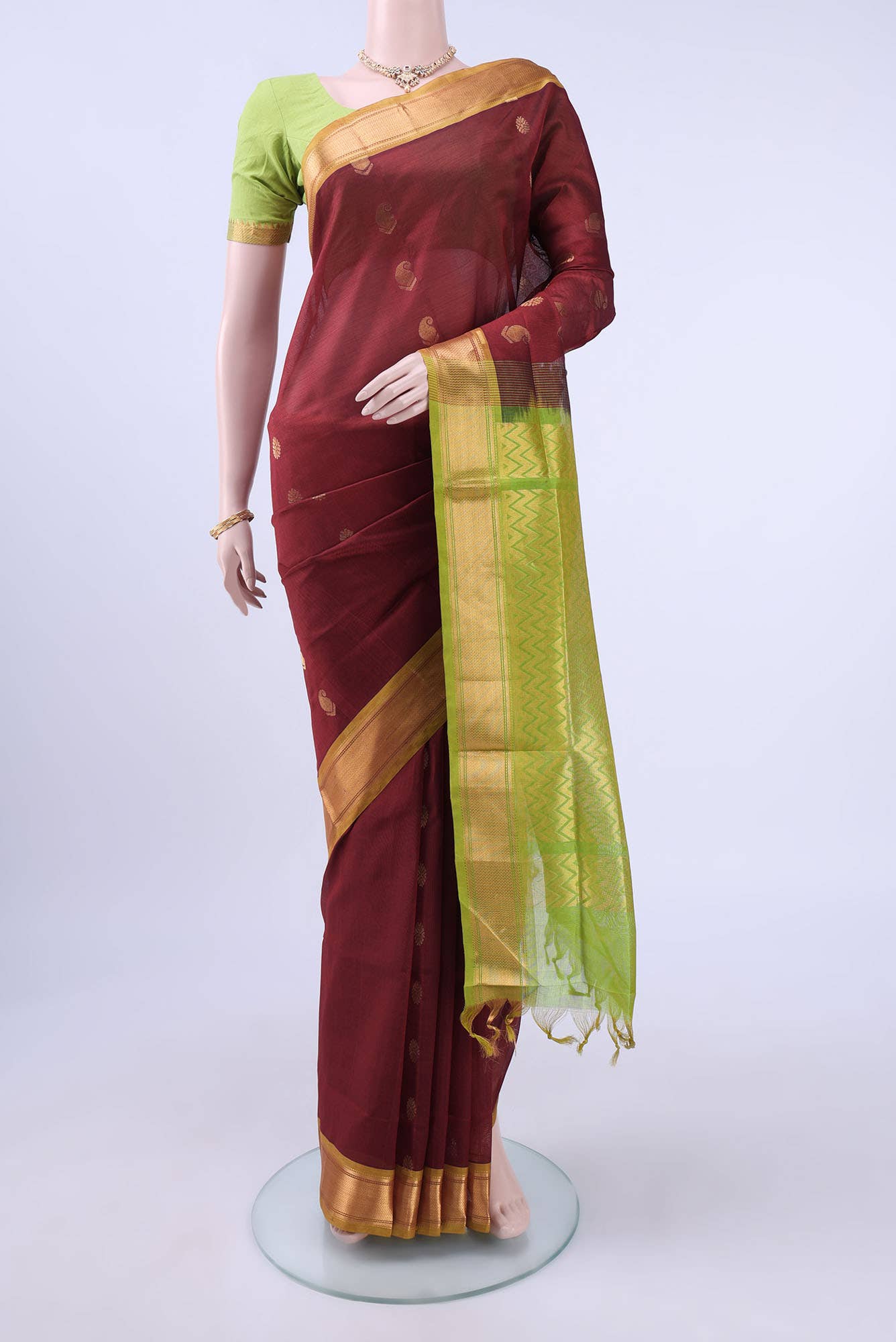 Maroon Silk Cotton Saree