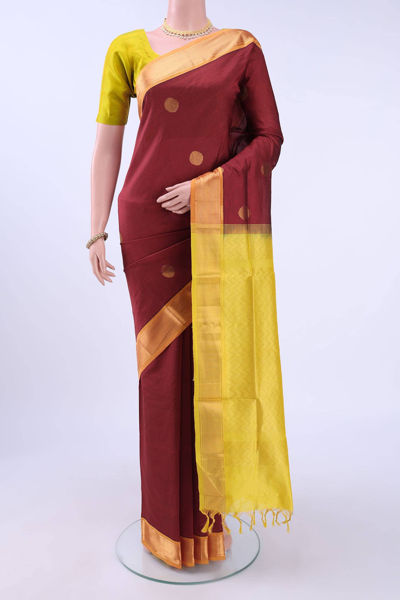 Maroon Silk Cotton Saree