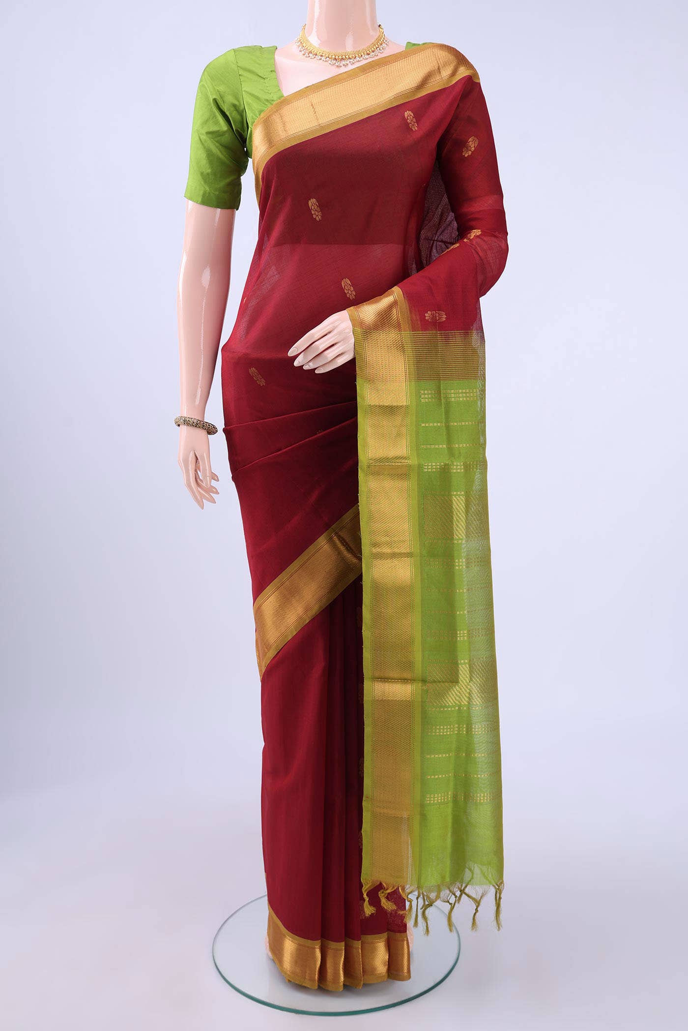 Maroon Silk Cotton Saree