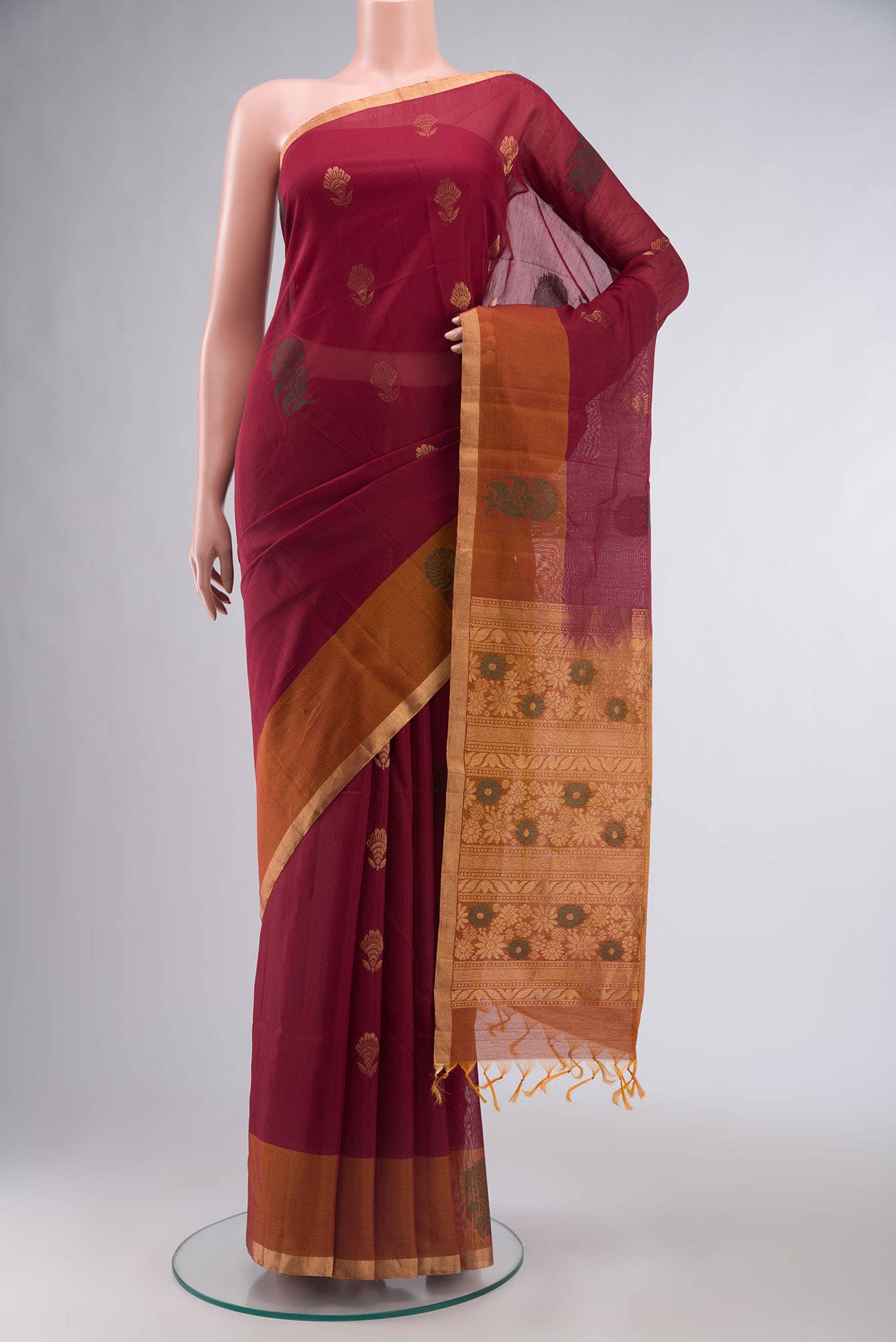 Maroon Silk Cotton Saree