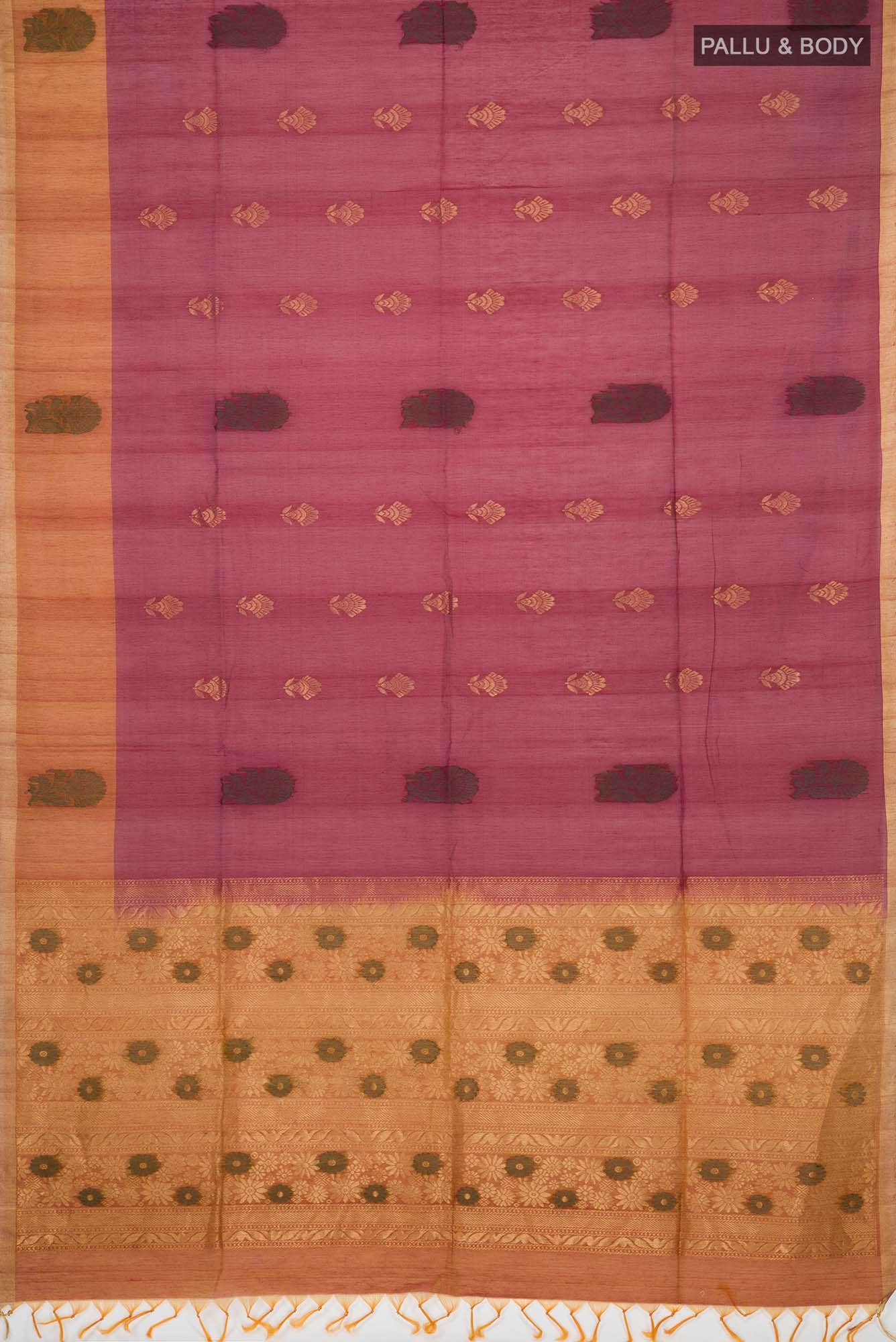 Maroon Silk Cotton Saree - Image 2