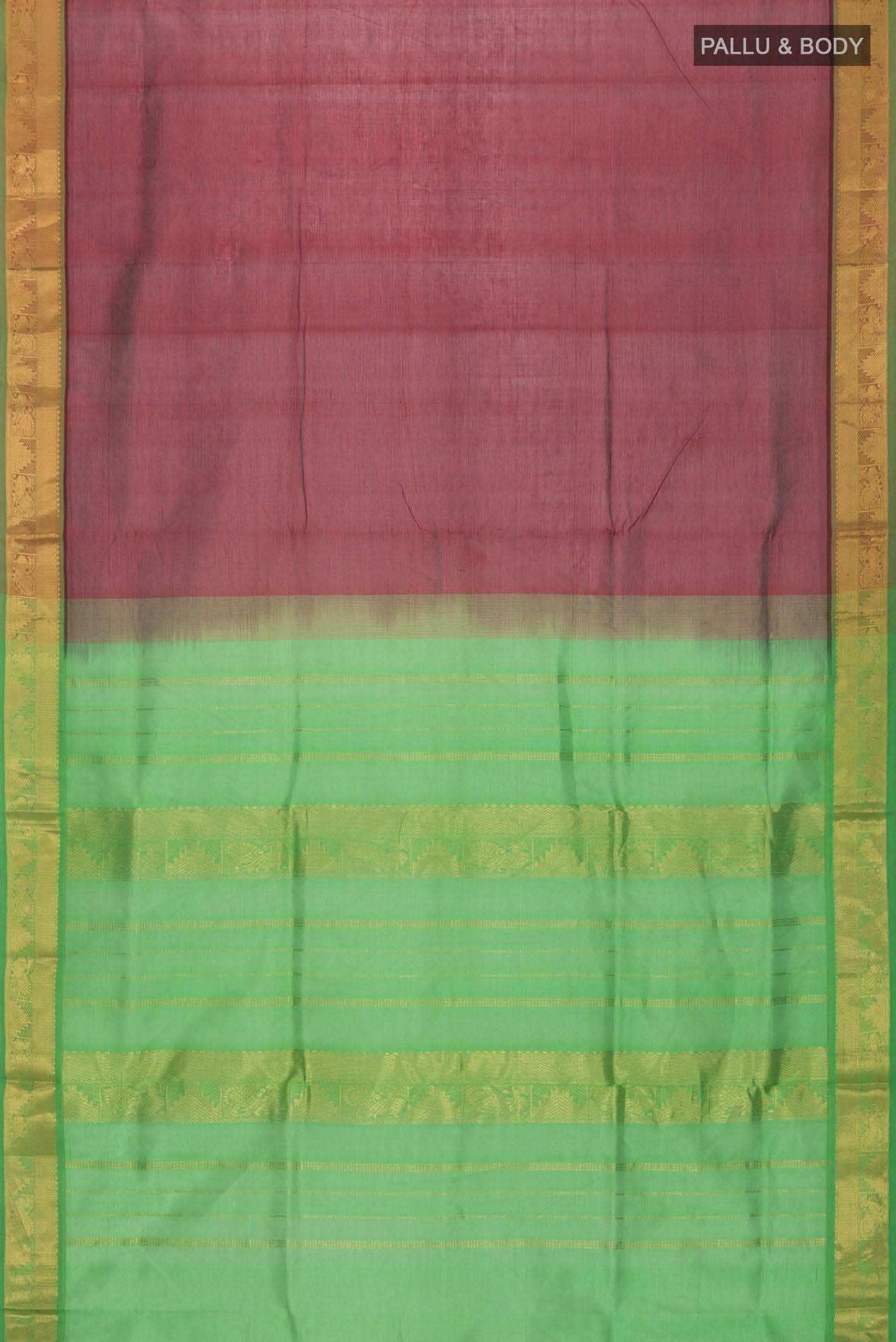 Maroon Silk Cotton Saree - Image 2